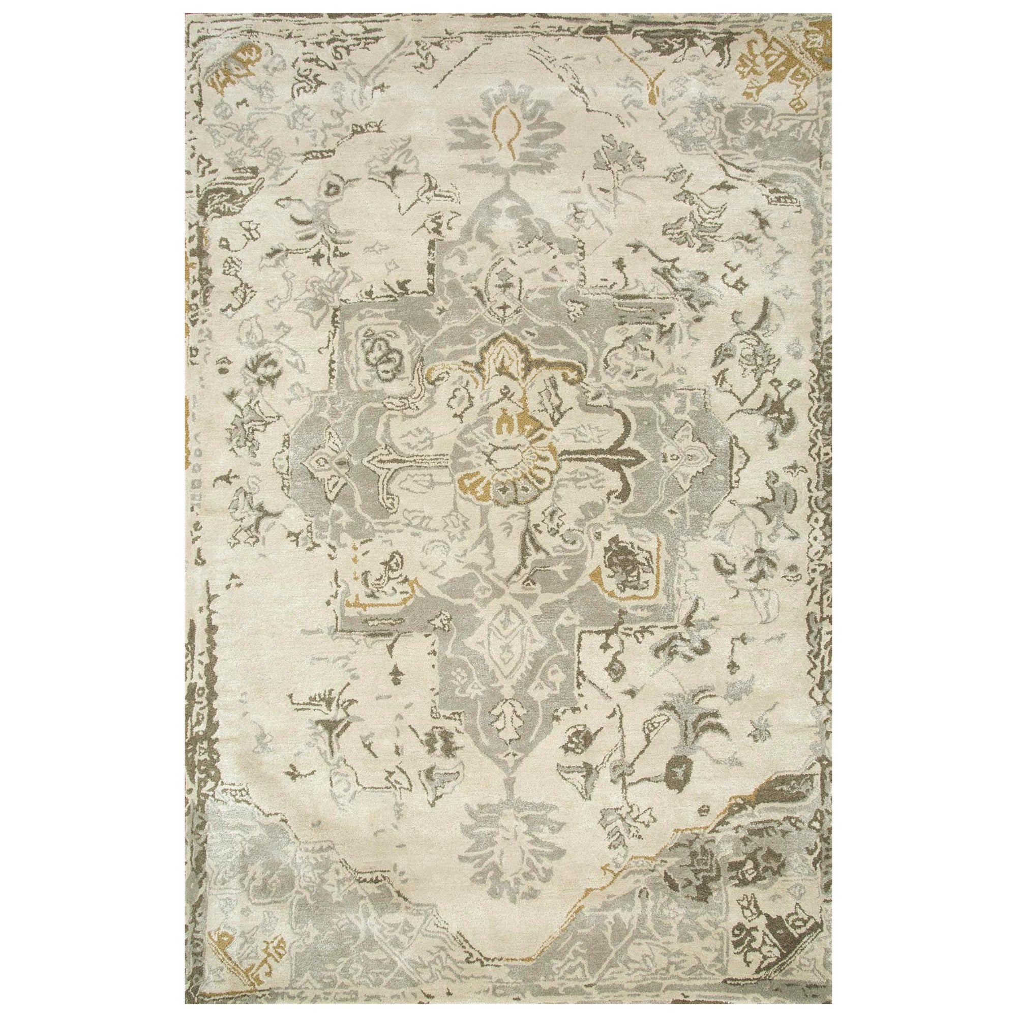 Tappeto Charme Antiques in legno di frassino bianco 150x240 cm, trapuntato a mano