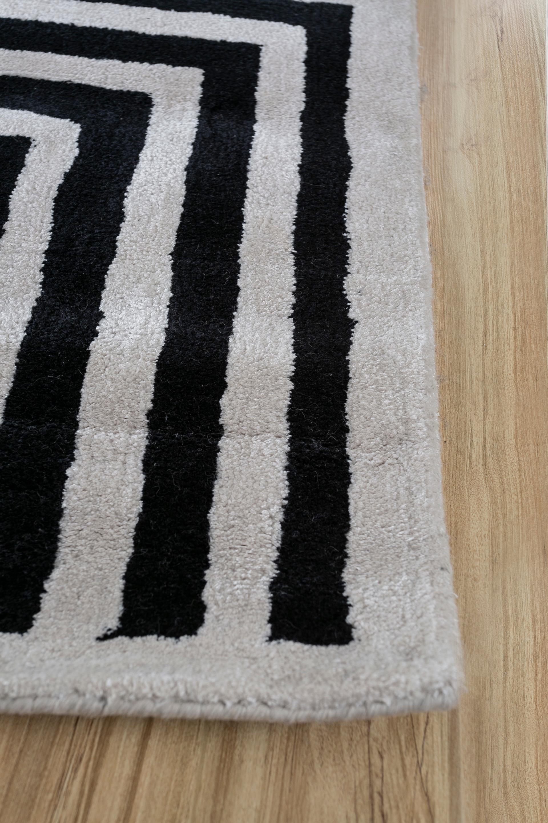 Jaipur Rugs 8x11 Feet Hand getuftet Teppich Wolle & Viskose moderne Grau & Schwarz Teppich (Moderne) im Angebot