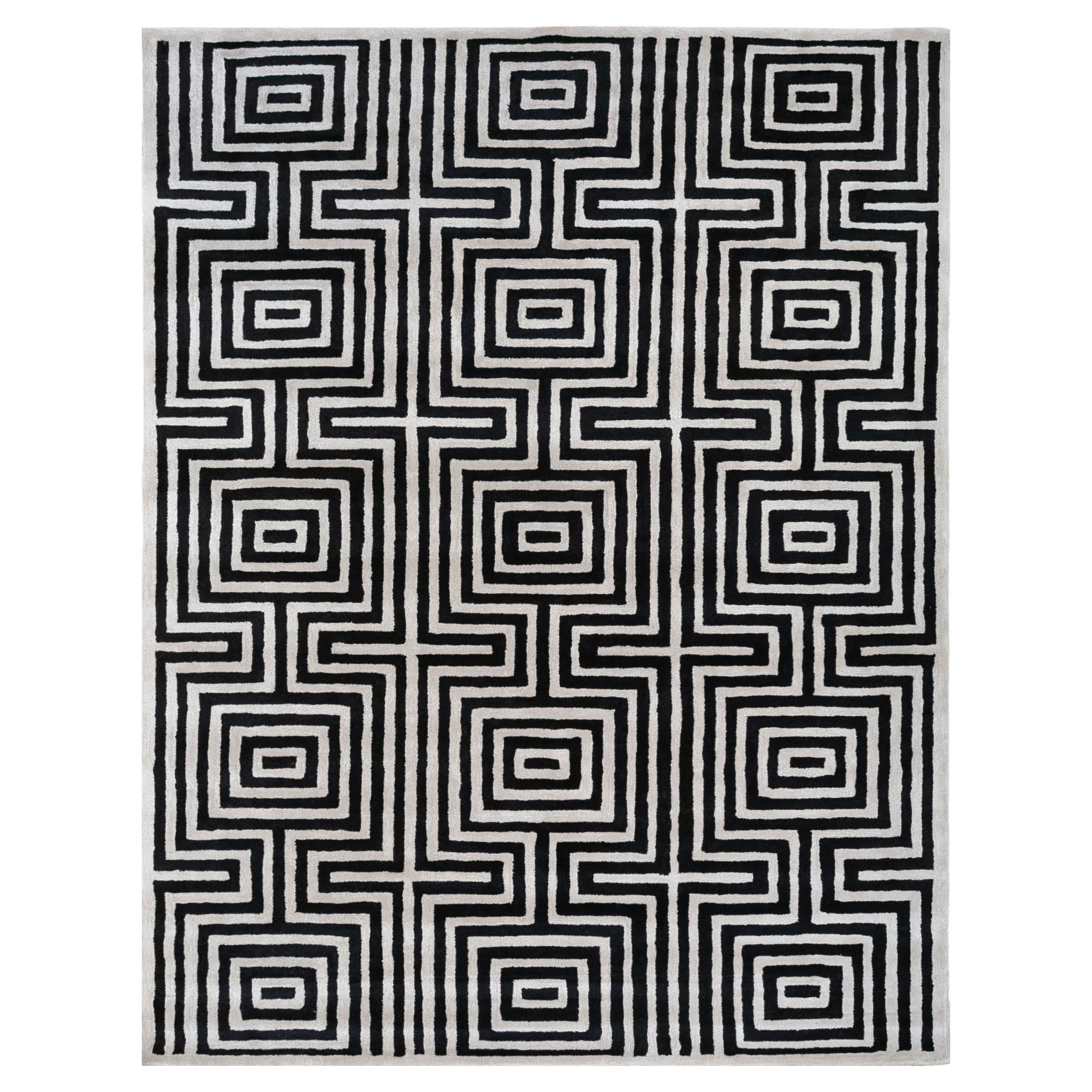 Jaipur Rugs 8x11 Feet Hand getuftet Teppich Wolle & Viskose moderne Grau & Schwarz Teppich