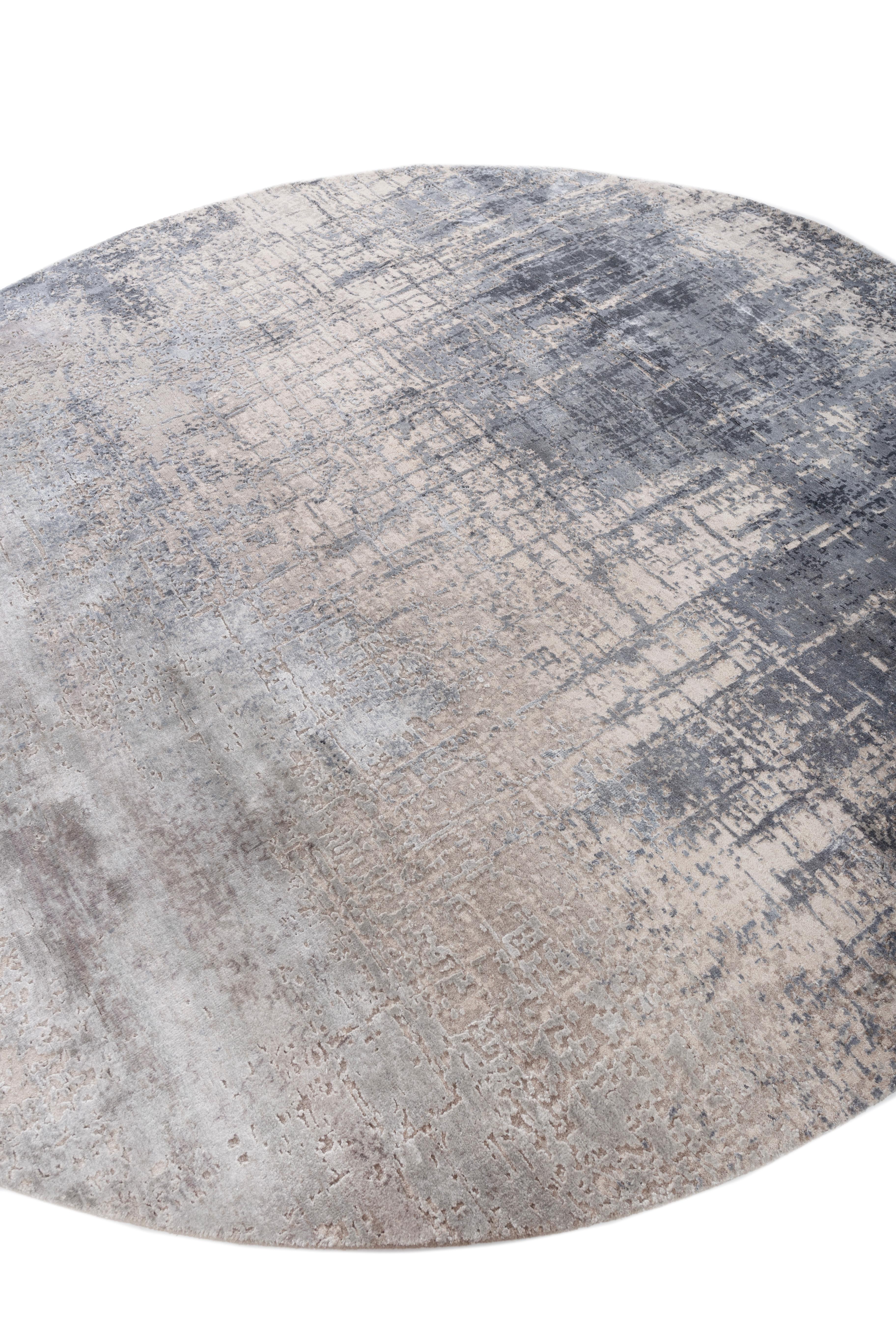 Indien Pastel Twilight Symphony Classic Gray Tapis noué à la main en vente