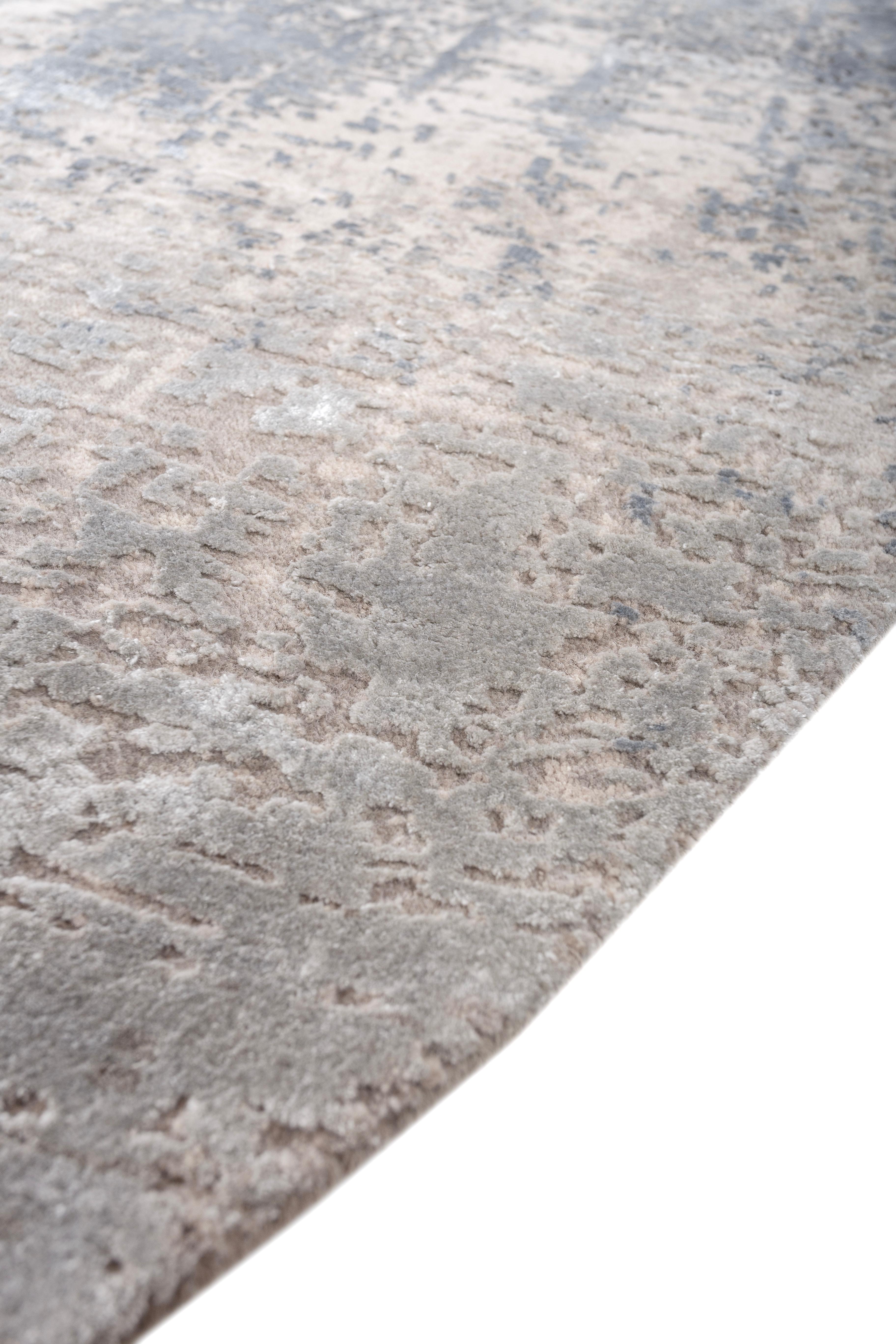 Noué à la main Pastel Twilight Symphony Classic Gray Tapis noué à la main en vente