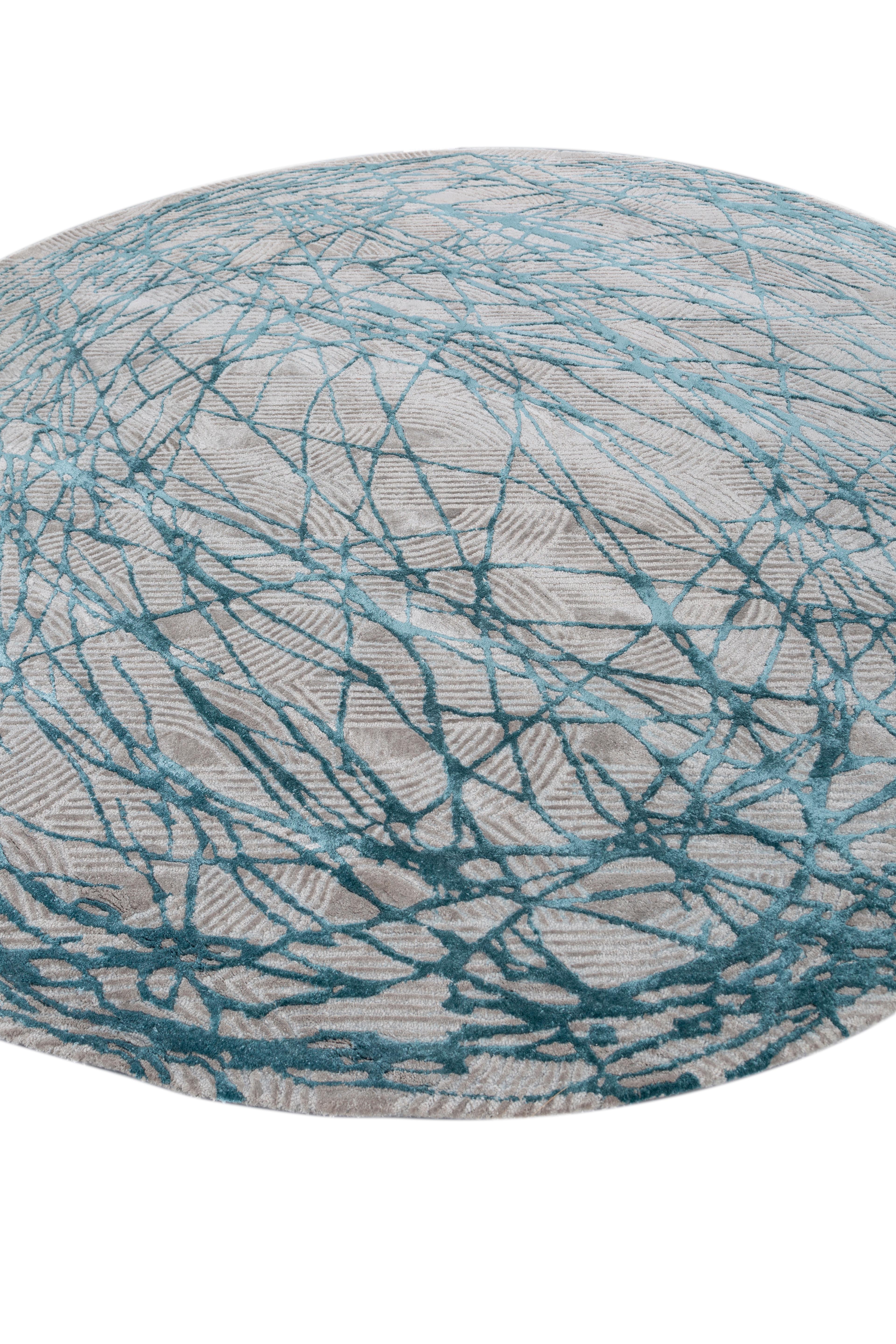Jaipur Teppiche 8X8 Füße Hand getuftet Teppich Wolle und Viskose Moderne Grau & Schwarz Teppich (Handgefertigt) im Angebot
