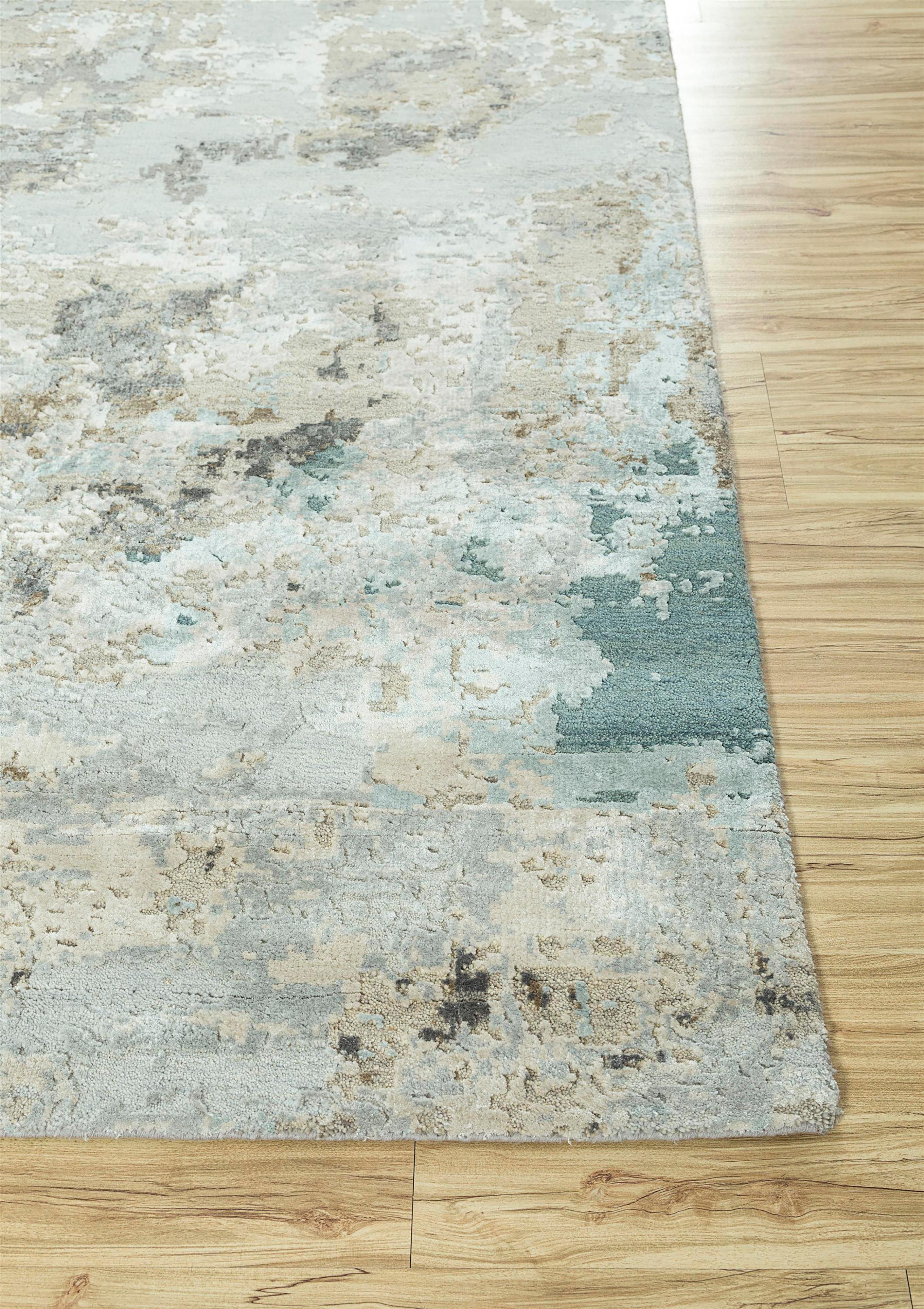 Indiano Jaipur Rugs 9x12 Piedi Tappeto annodato a mano in lana e seta di bambù Grigio Nero Moderno in vendita