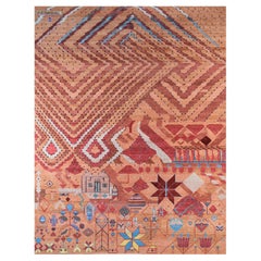 Tappeto Jaipur Rugs 9x12 piedi annodato a mano in lana e seta di bambù rosso e arancione