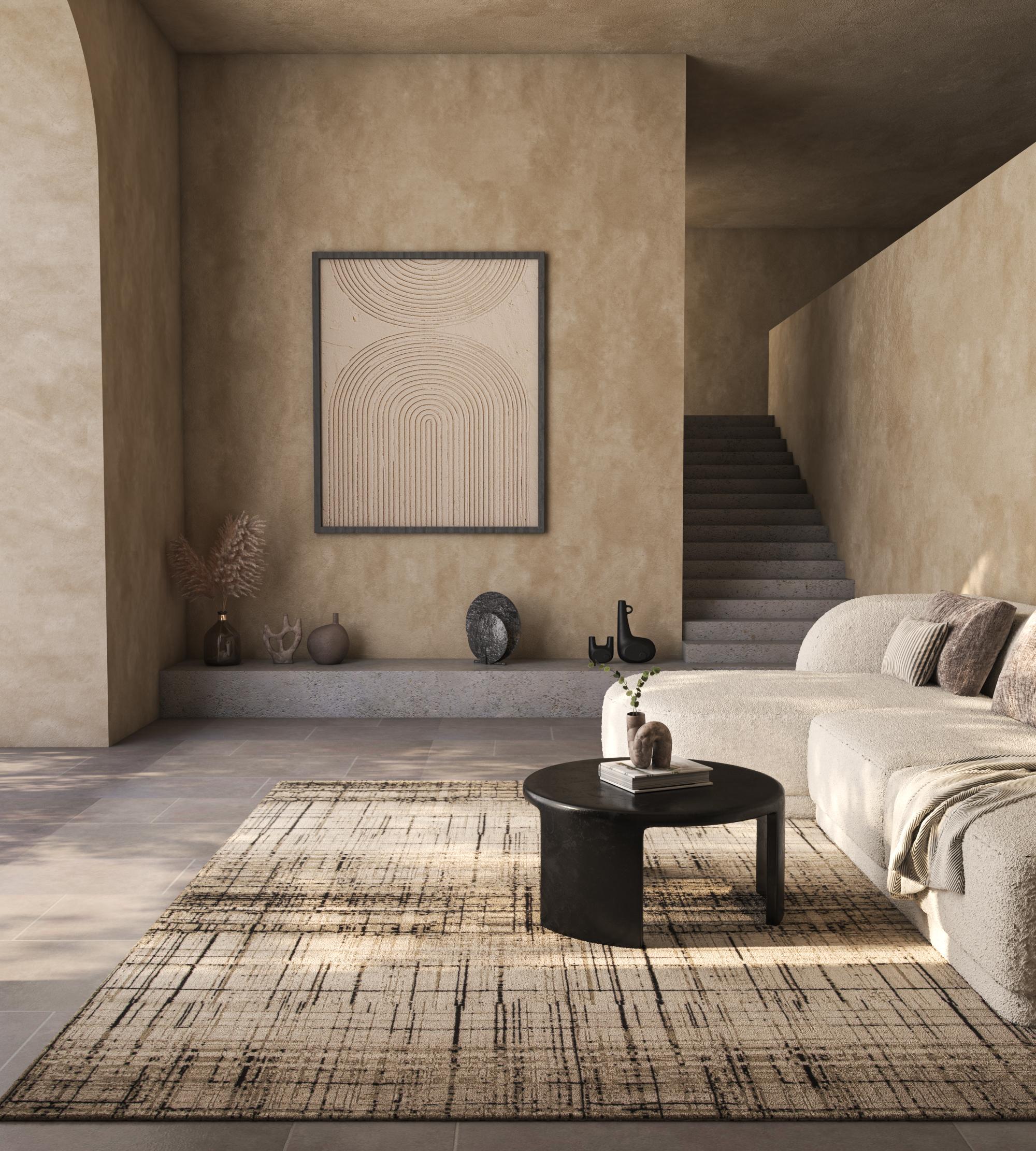 Entdecken Sie mit der opulenten Uvenuti-Kollektion moderne Designs für einen zeitgenössischen Raum. Uvenuti ist eine Kollektion mit Netzstrukturen und abstrakten Mustern, die mit trendigen Blautönen, satten Grautönen und erdigen Weißtönen eine