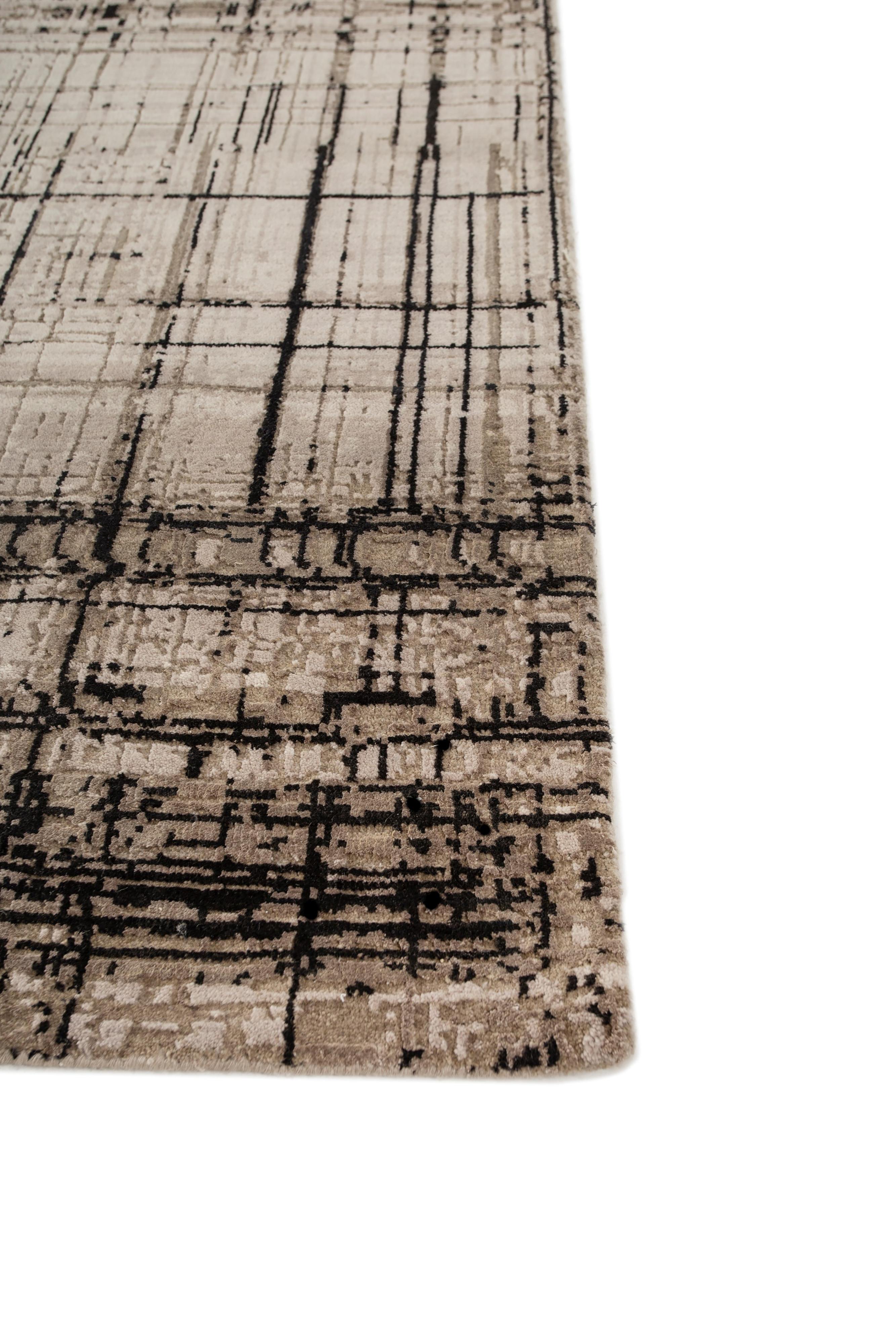 Indiano Jaipur Rugs 9x12 Piedi Tappeto annodato a mano in lana e seta di bambù Avorio Moderno in vendita