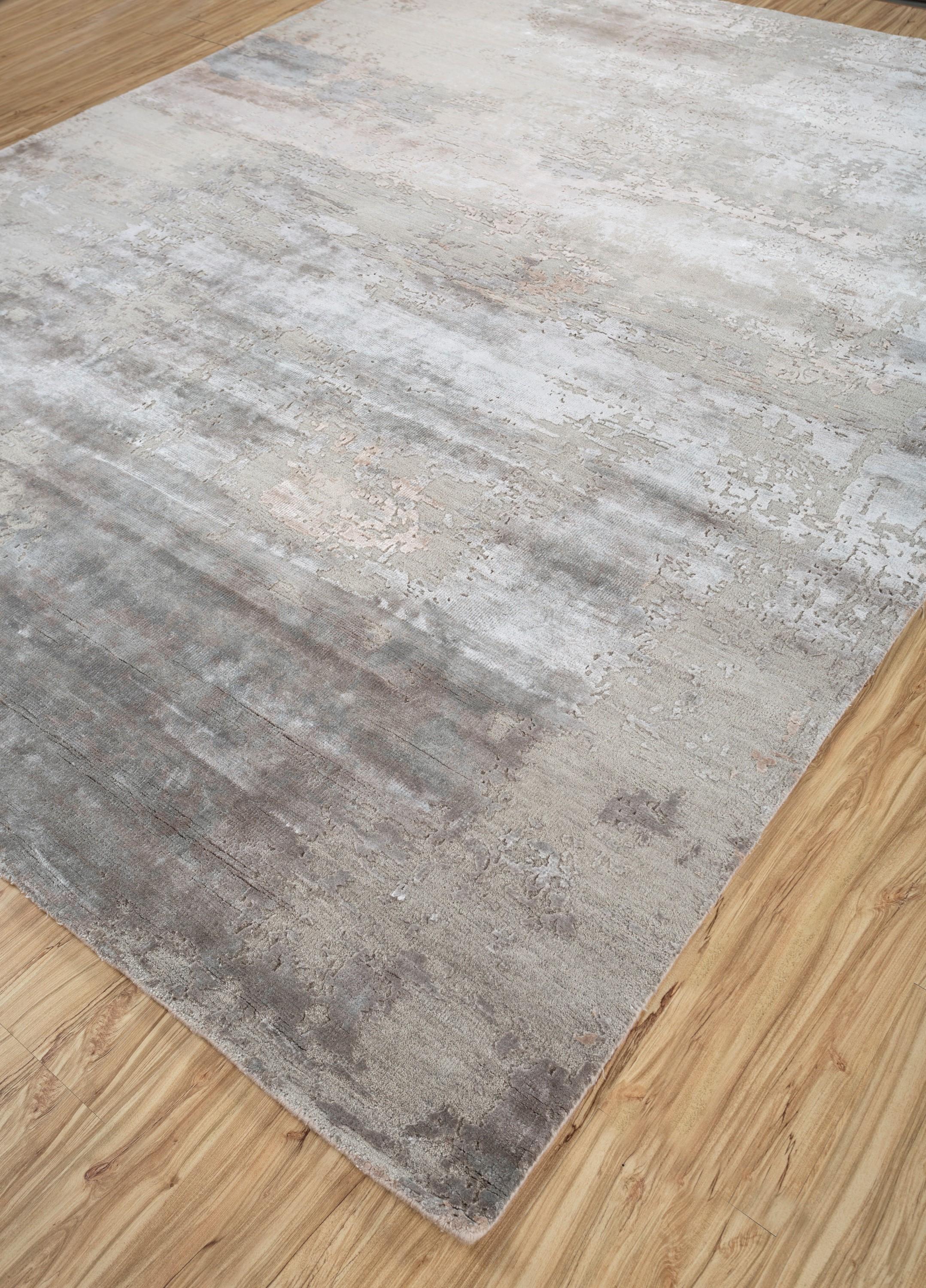 Indian Jaipur Rugs Antique White & Classic Gray 240X300 cm Hand Knotted Carpet For Sale