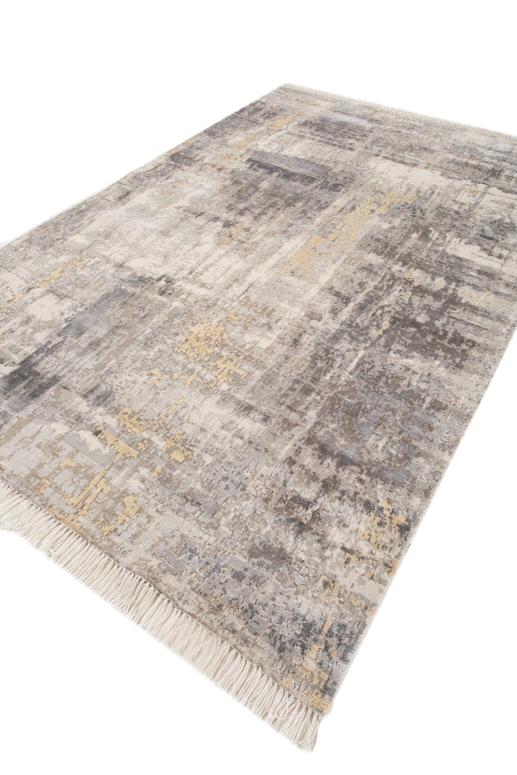 Indian Jaipur Rugs Antique White & Pewter 240X300 cm Hand Knotted Carpet For Sale