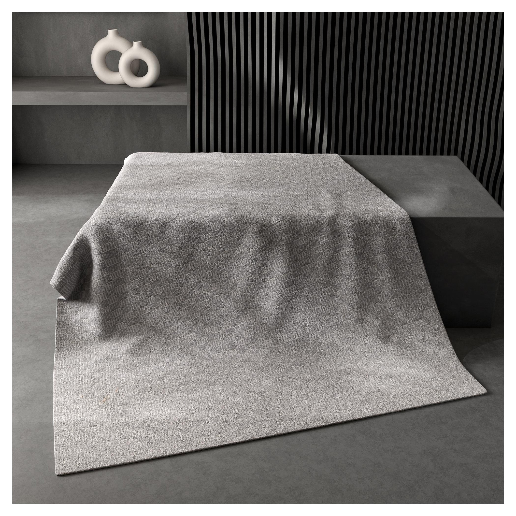 Tappeto Jaipur Arfa 6x9 Ft Tappeto geometrico classico grigio in lana fatto a mano Dhurrie