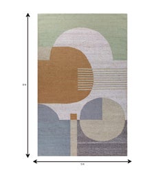 Tappeto Jaipur Rugs Arfa Modern 5x8 Ft Tappeto astratto in lana verde fatto a mano Dhurrie