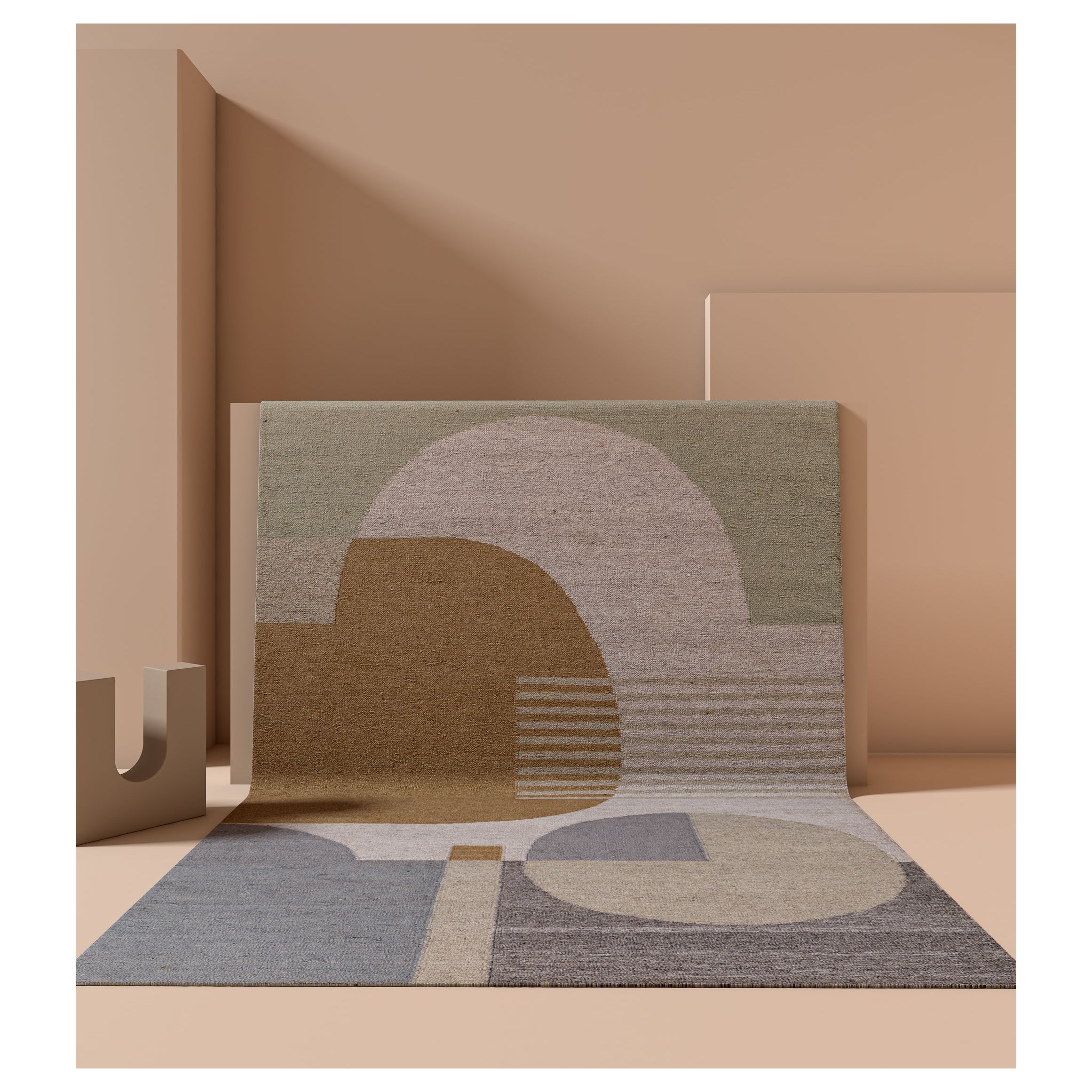 Tappeto Jaipur Rugs Arfa Modern 5x8 Ft Tappeto astratto in lana verde fatto a mano Dhurrie