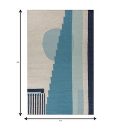 Jaipur Teppiche Arfa Modern 5x8 Ft Teppich Abstrakt Elfenbein Wolle Handgefertigt Dhurrie Teppich
