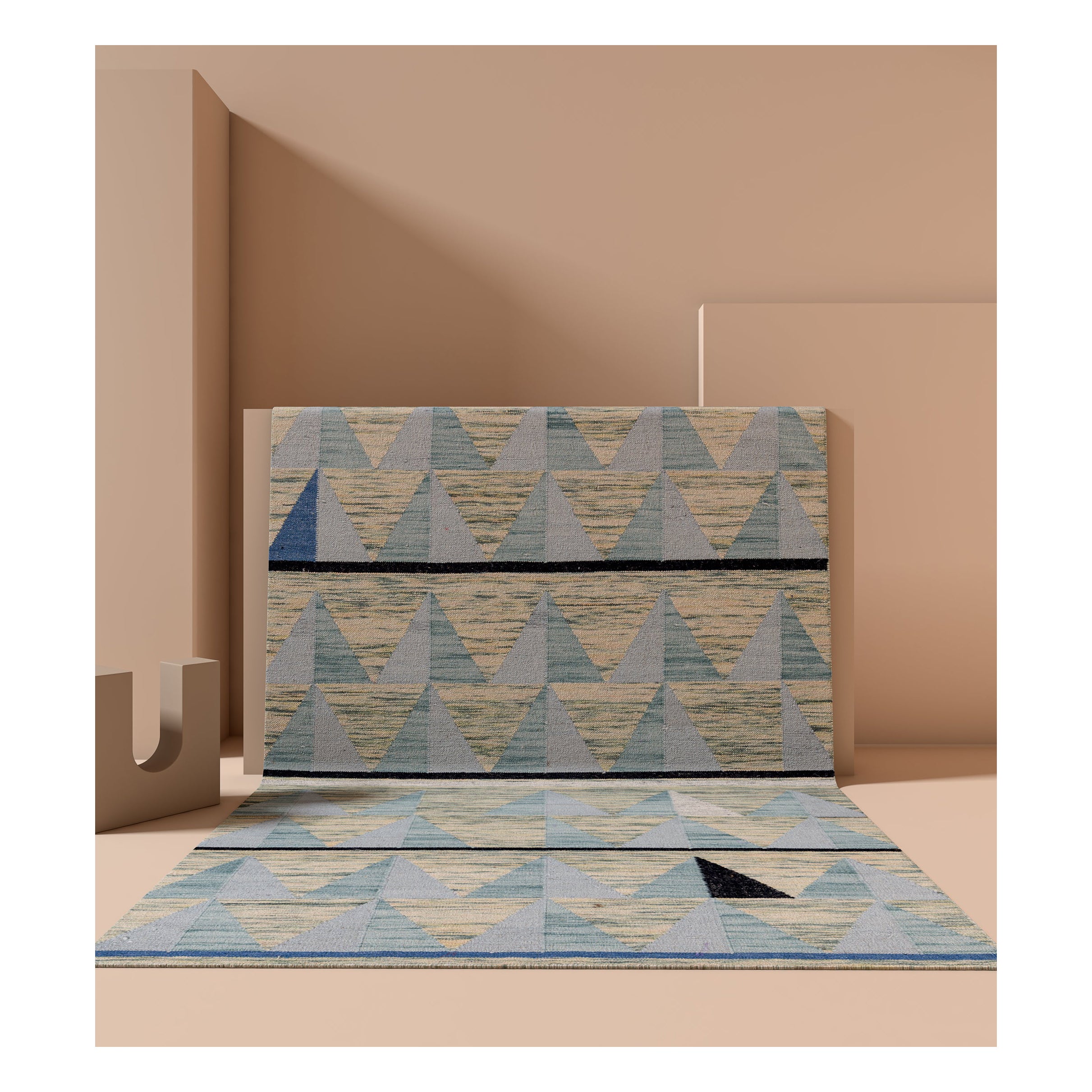 Tappeto Jaipur Rugs Arfa_Azalea 5x8 Ft Tappeto in lana e viscosa nero inchiostro Dhurrie