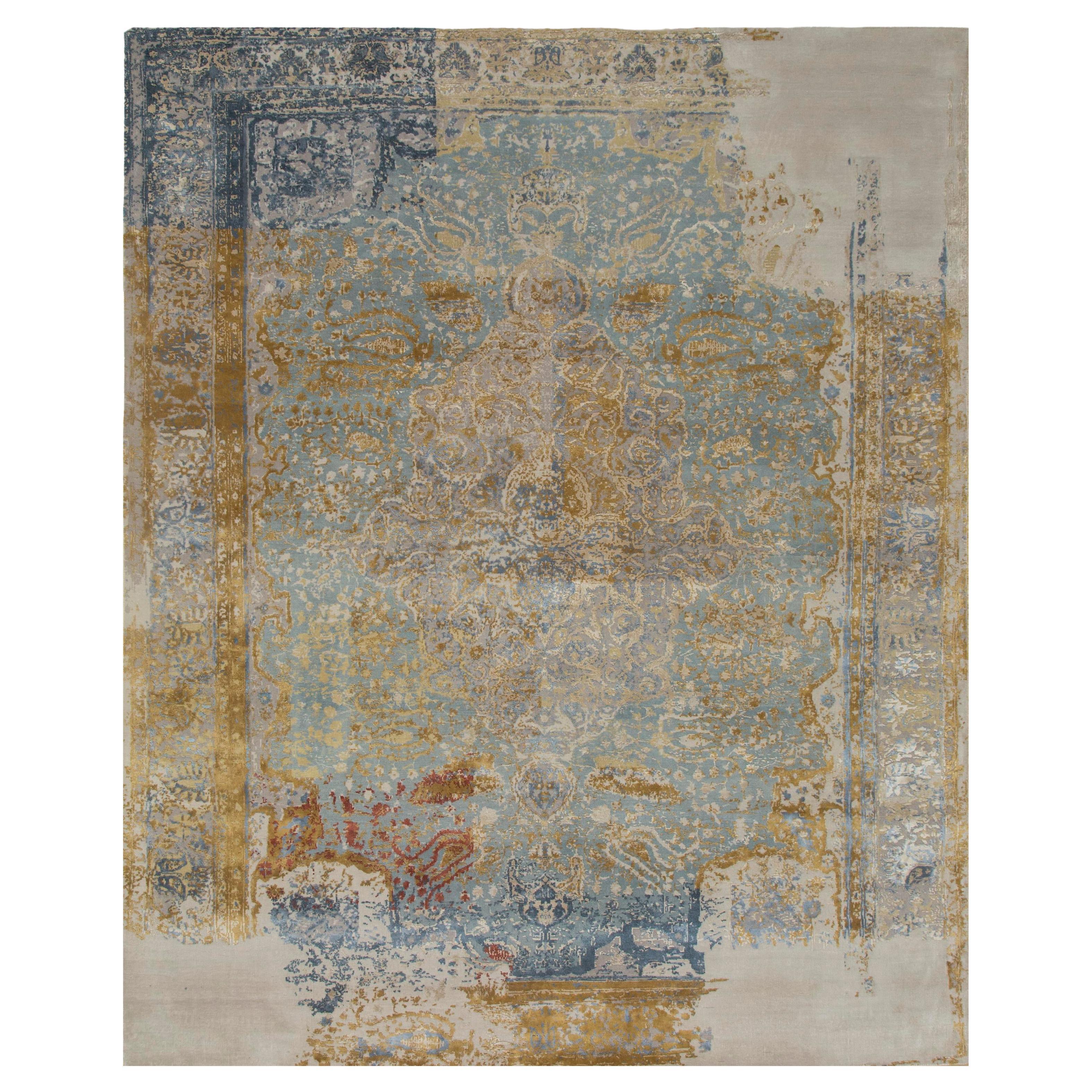 Jaipur Rugs Blue Haze & Crystal Gray 270X360 cm Hand Knotted Carpet