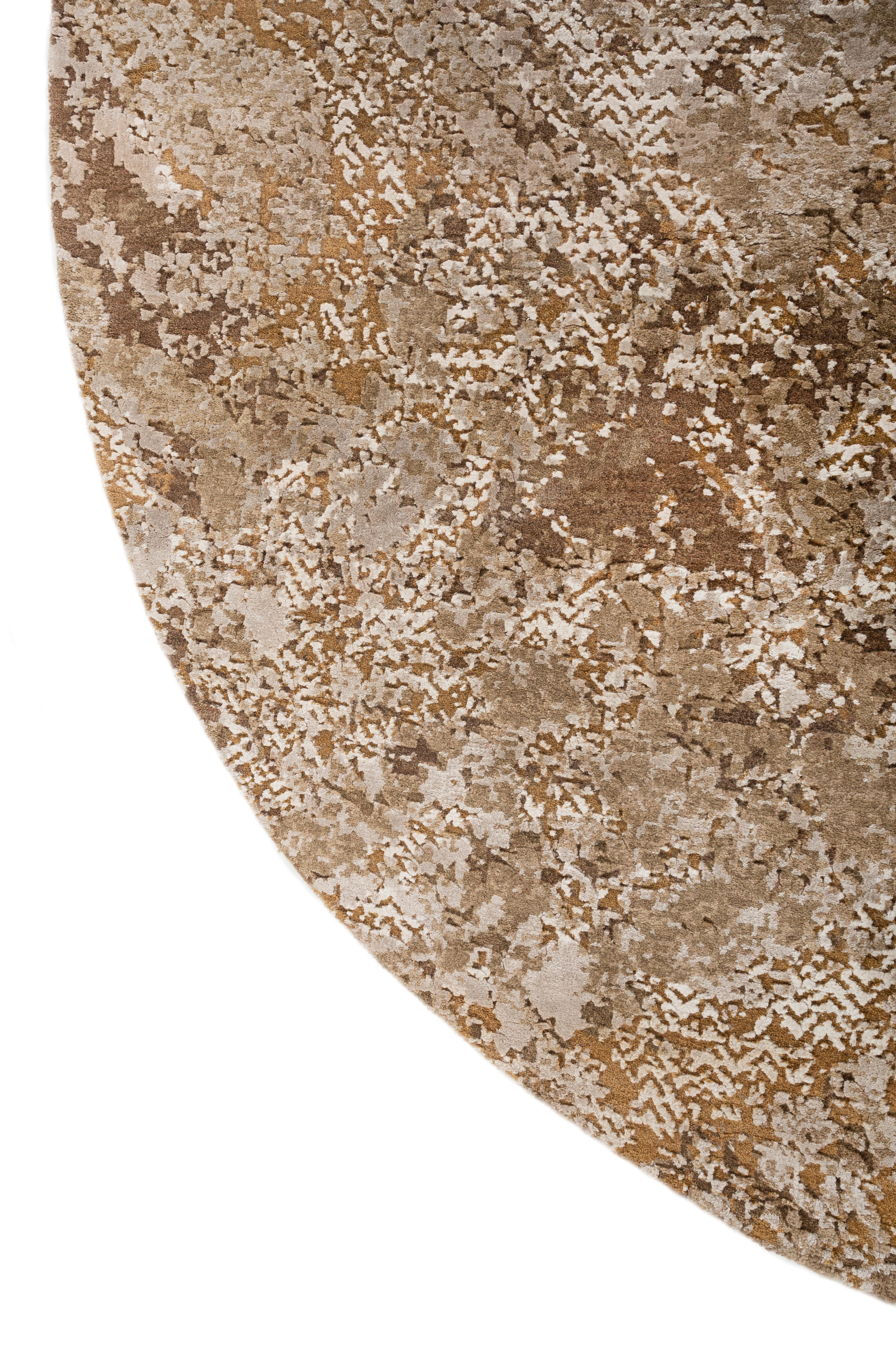 Hand-Knotted Jaipur Rugs Clay & Medium Tan 240X240 cm Hand Knotted Carpet For Sale