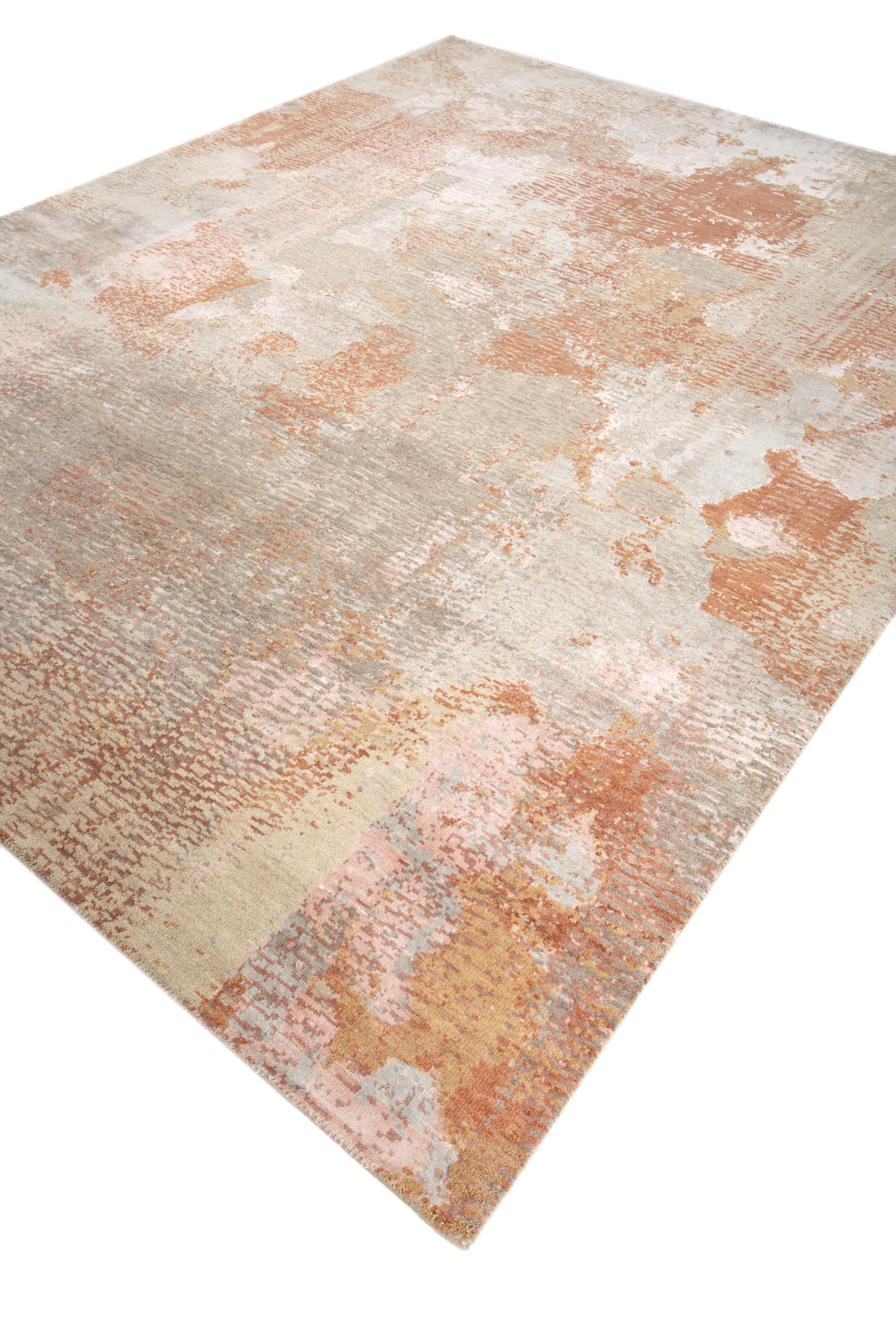 Indian Jaipur Rugs Cloud White & Peach Bloom 240X300 cm Hand Knotted Carpet For Sale