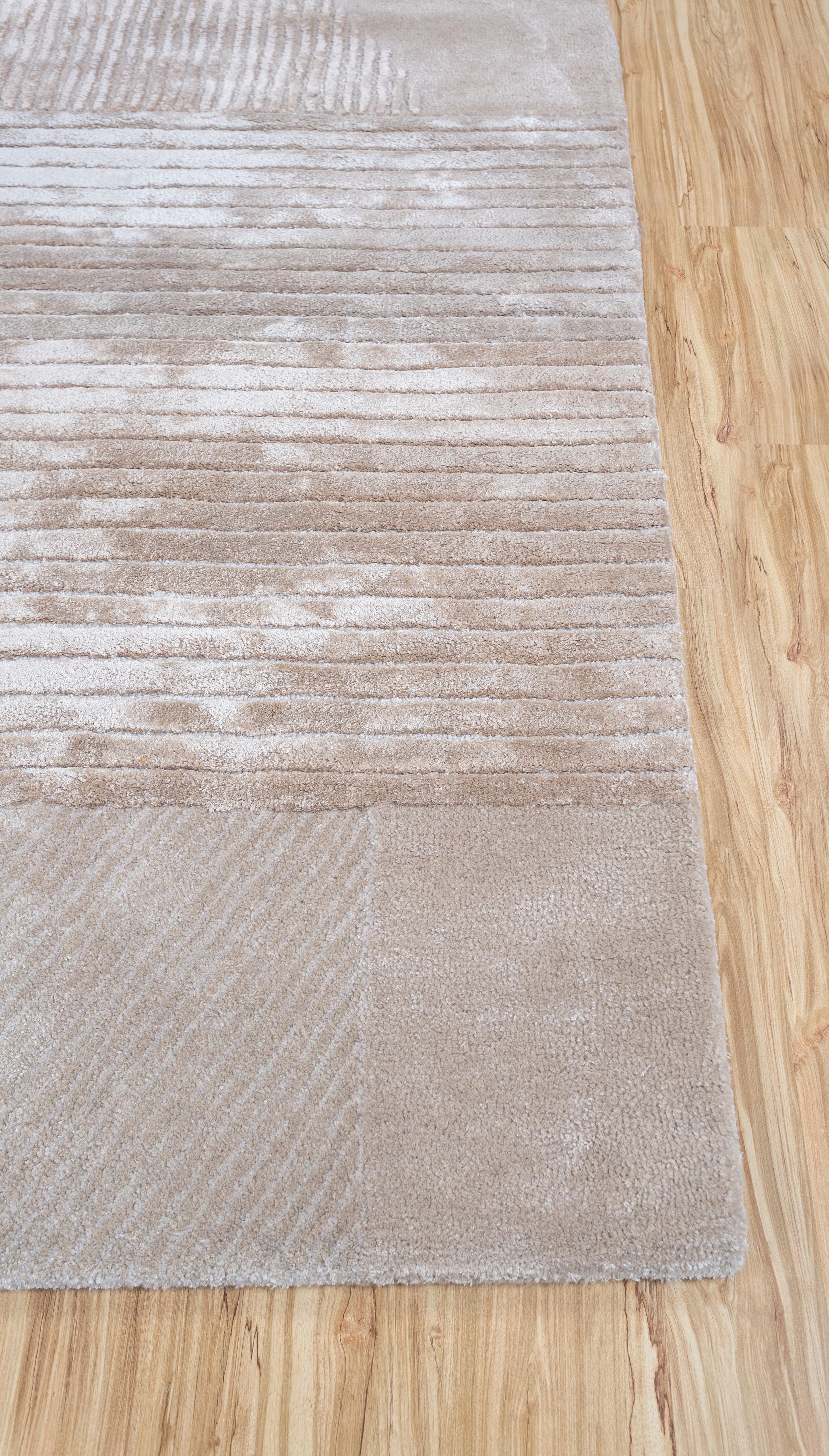 Indian Jaipur Rugs Dark Ivory & Oyster 150X210 cm Hand Tufted Carpet For Sale