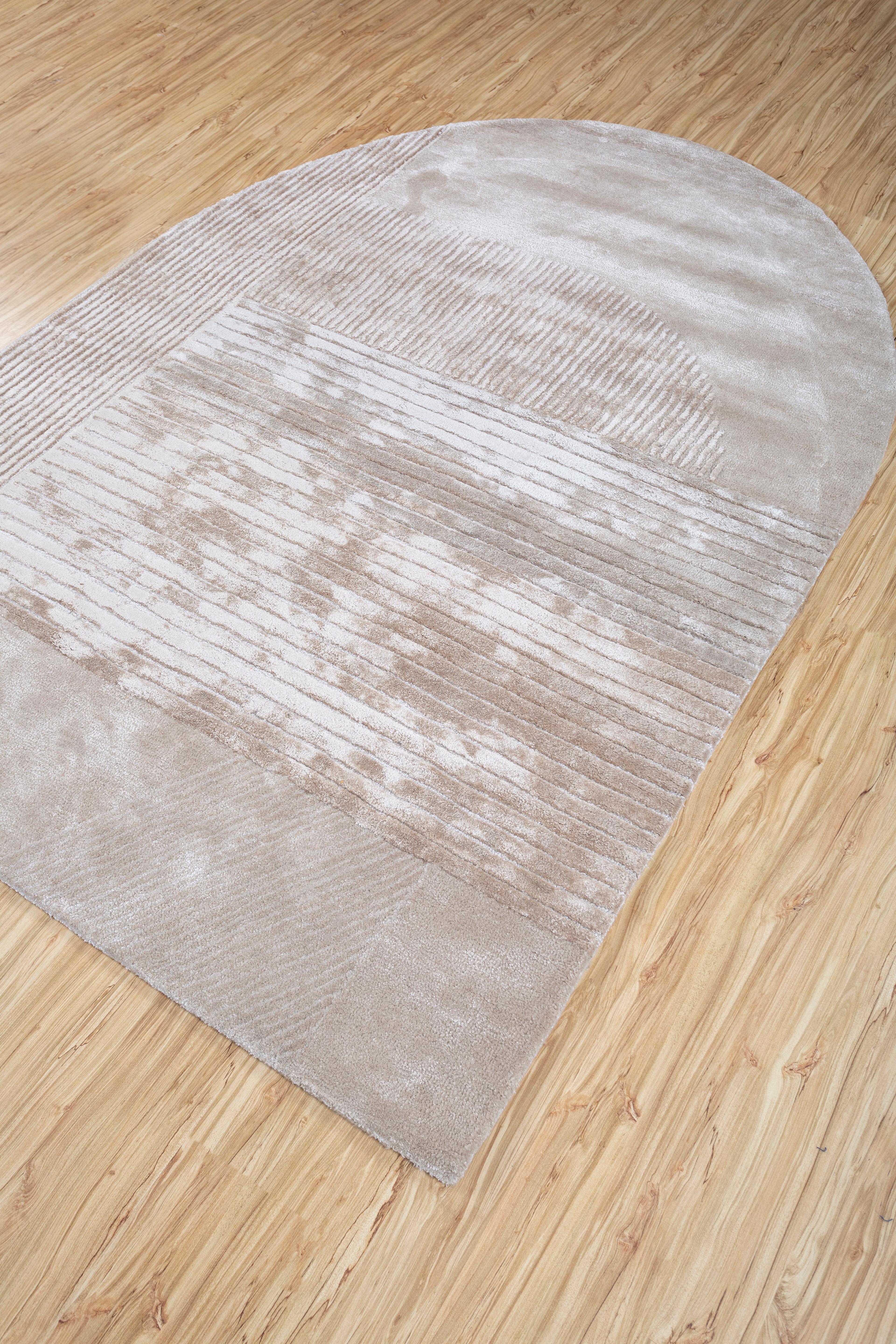 Hand-Crafted Jaipur Rugs Dark Ivory & Oyster 150X210 cm Hand Tufted Carpet For Sale