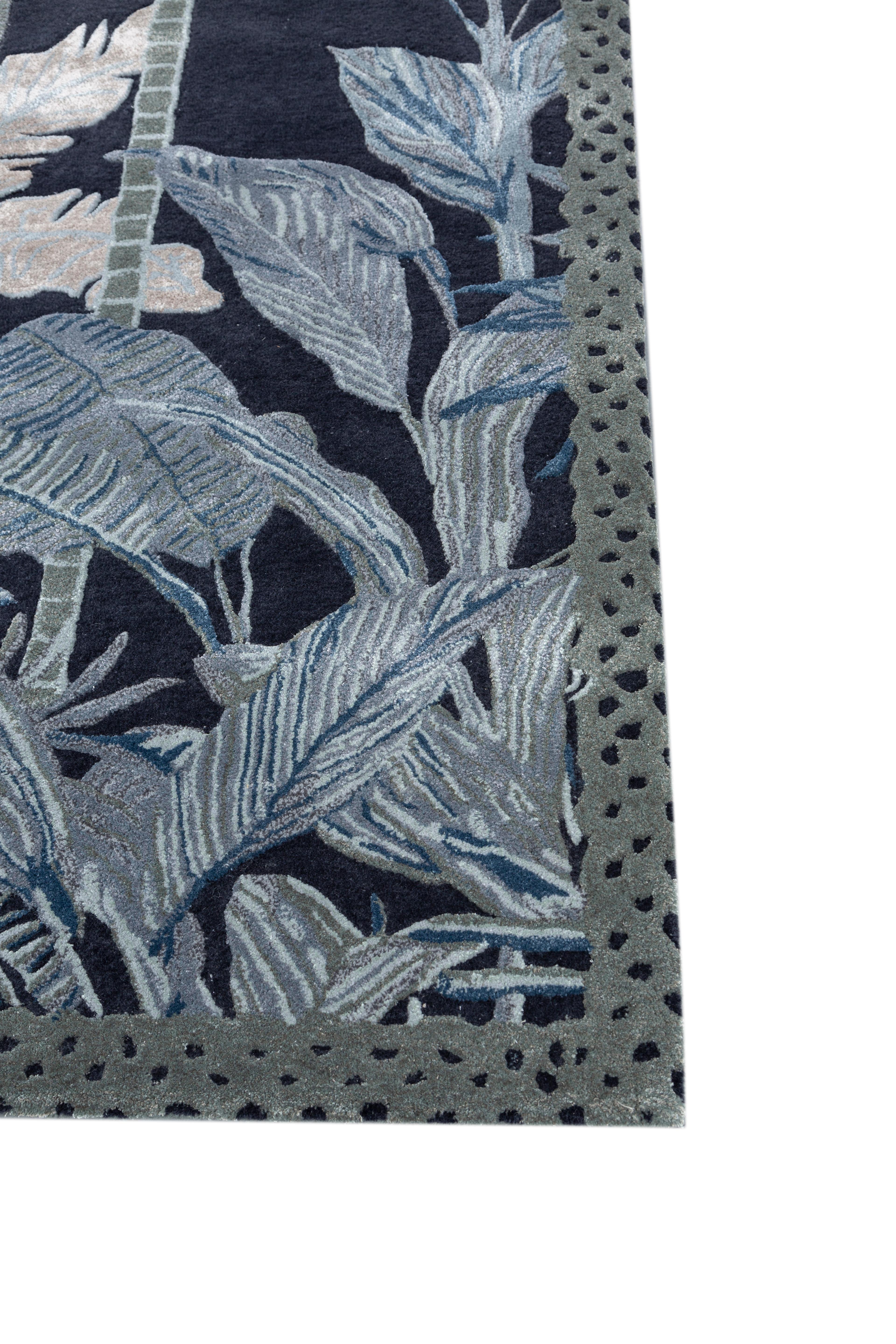 Indian Jaipur Rugs Dark Navy & Smoke Blue 240X300 cm Hand Tufted Carpet For Sale
