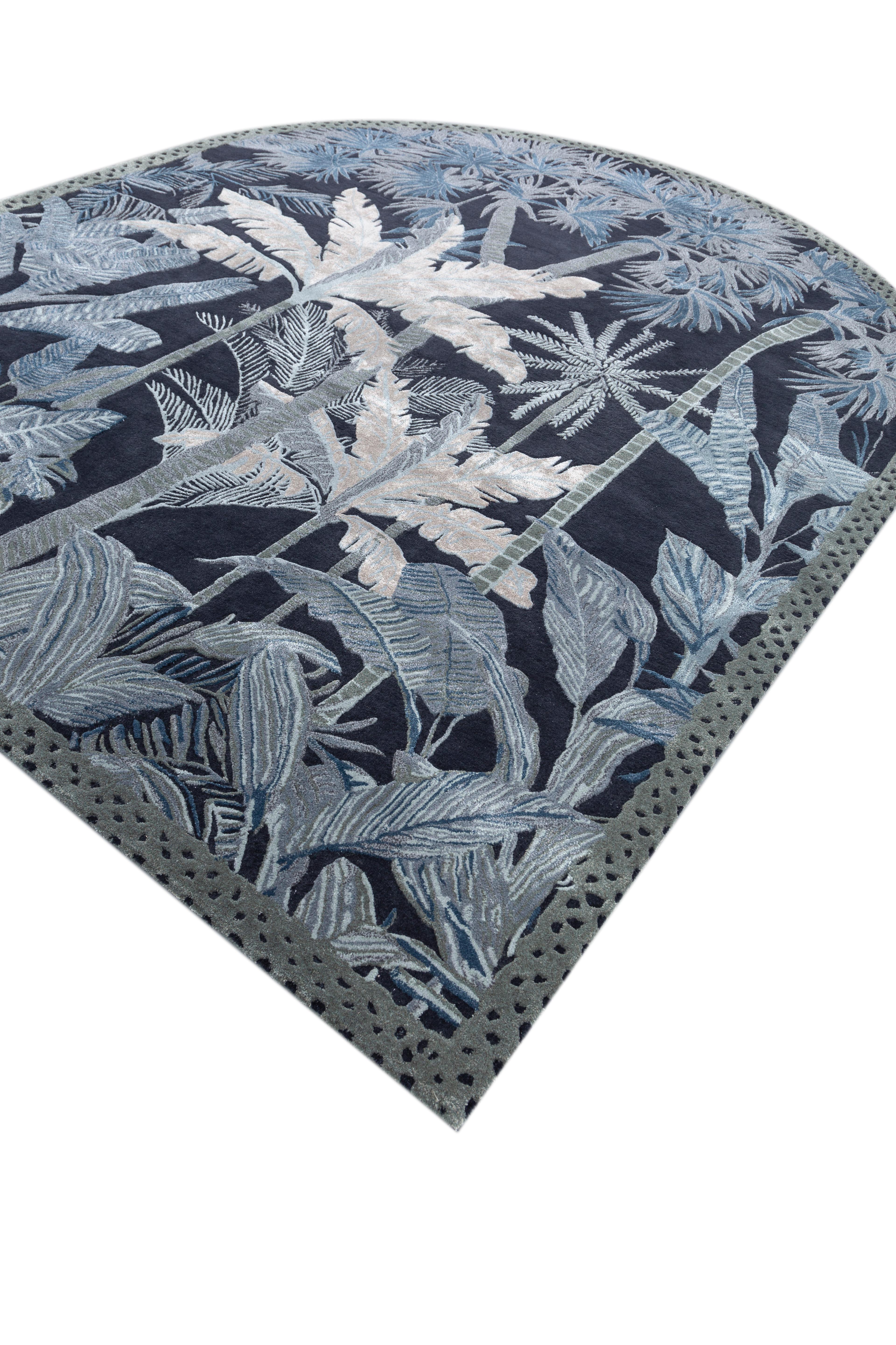 Hand-Crafted Jaipur Rugs Dark Navy & Smoke Blue 240X300 cm Hand Tufted Carpet For Sale