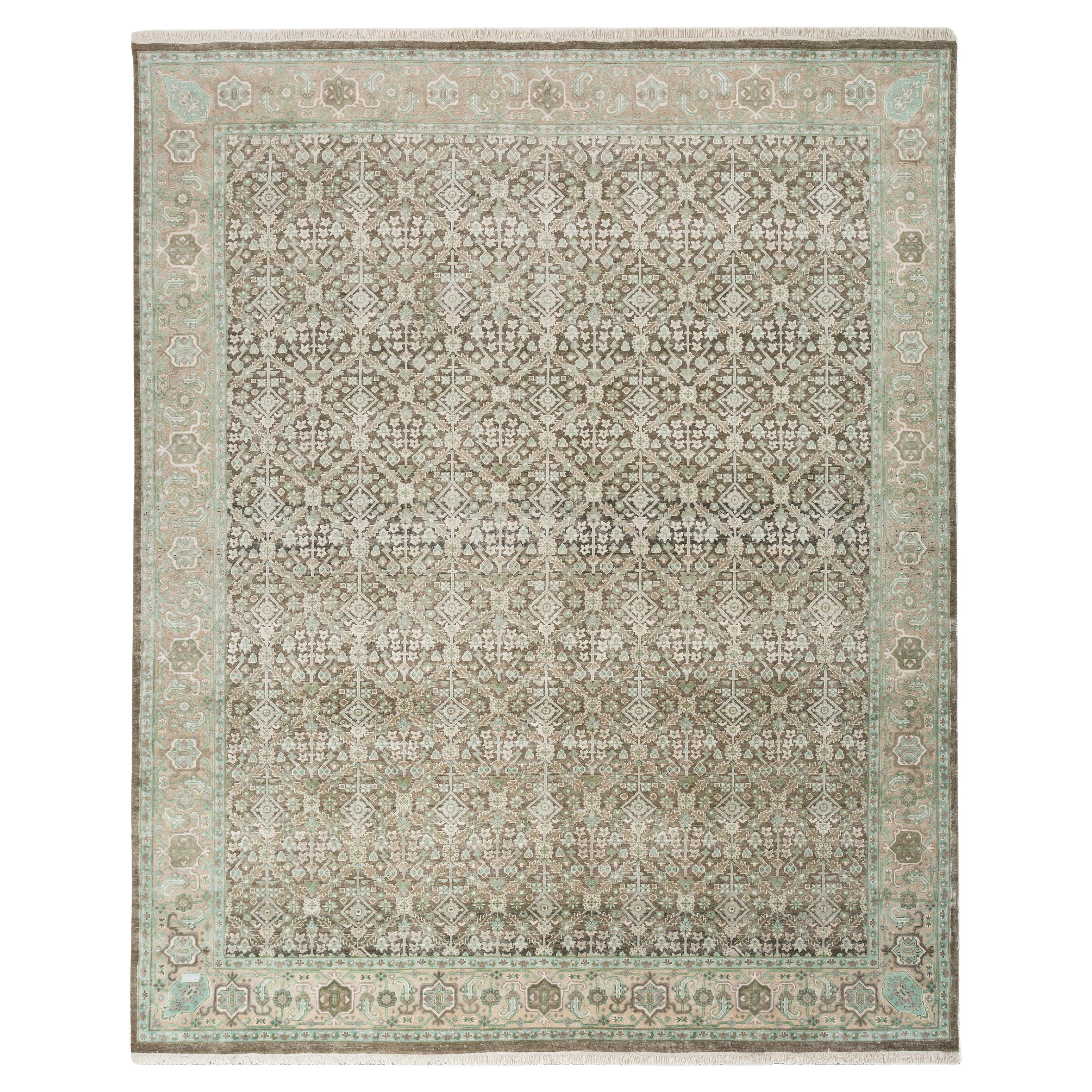 Jaipur Rugs Forest Green & Beige lush 240X300 cm Hand Knotted Carpet For Sale