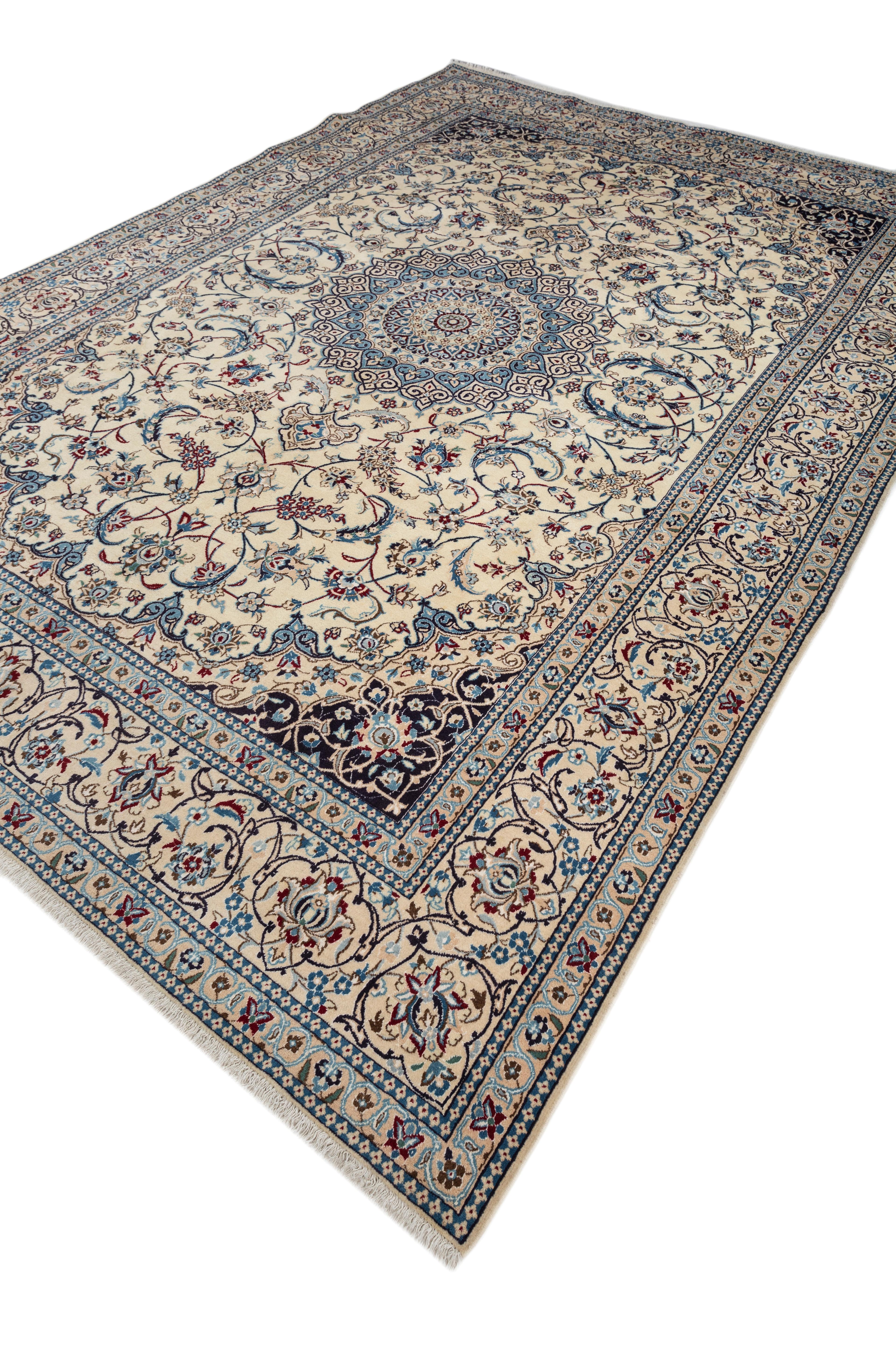 Hand-Knotted Jaipur Rugs Gold & Ocean Blue 240X350 cm Hand Knotted Carpet For Sale