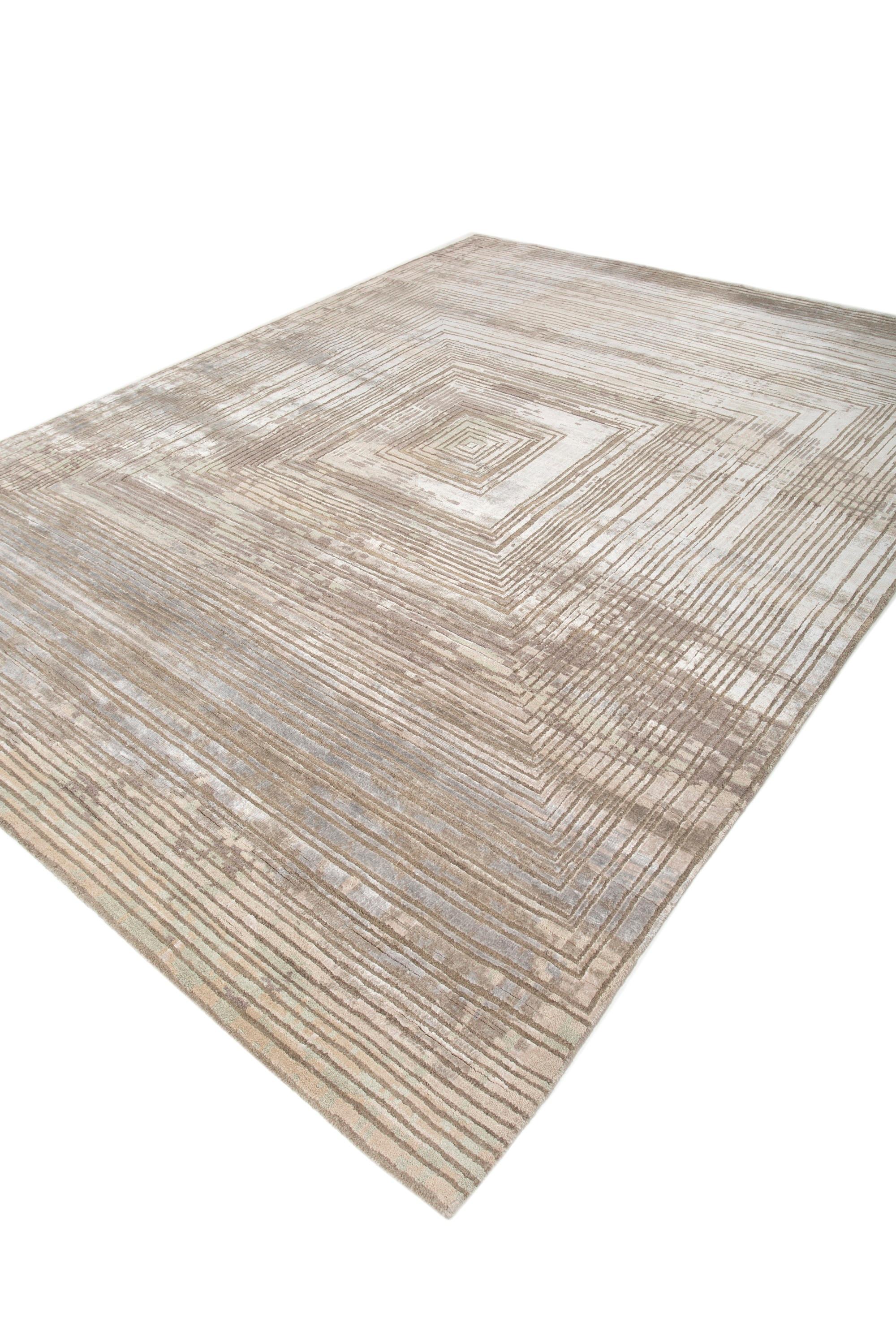 Indian Jaipur Rugs Gray Brown & Light Taupe 170X240 cm Hand Knotted Carpet For Sale