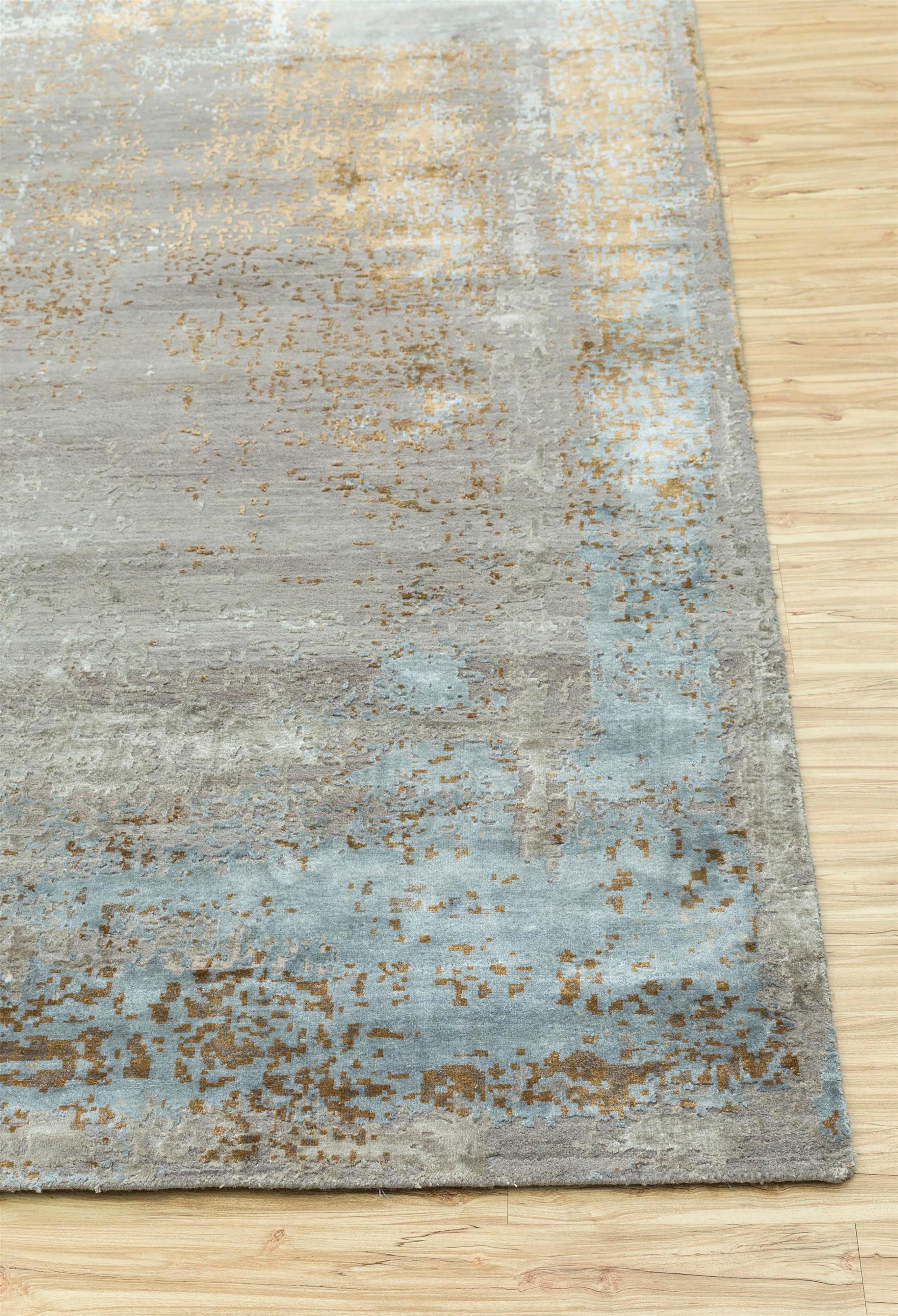 Moderno Tappeto Jaipur Rugs annodato a mano in lana e seta di bambù, grigio e nero. in vendita