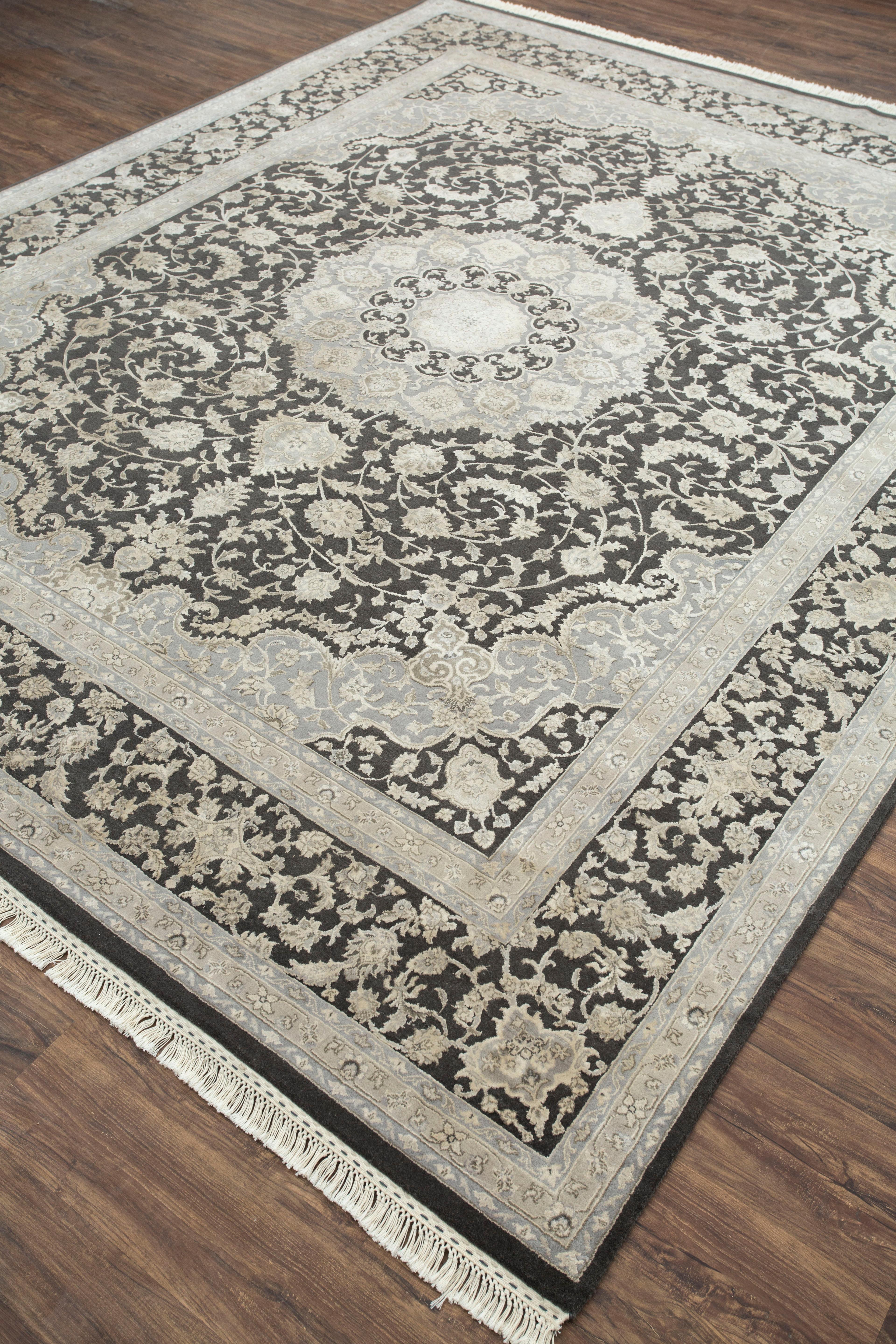 Hand-Knotted Jaipur Rugs Liquorice 240X300 cm Hand Knotted Carpet For Sale
