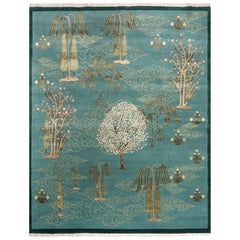 Jaipur Rugs Majnun Collection 8x10 Ft Rug Graphics Blue Hand Knotted Carpet