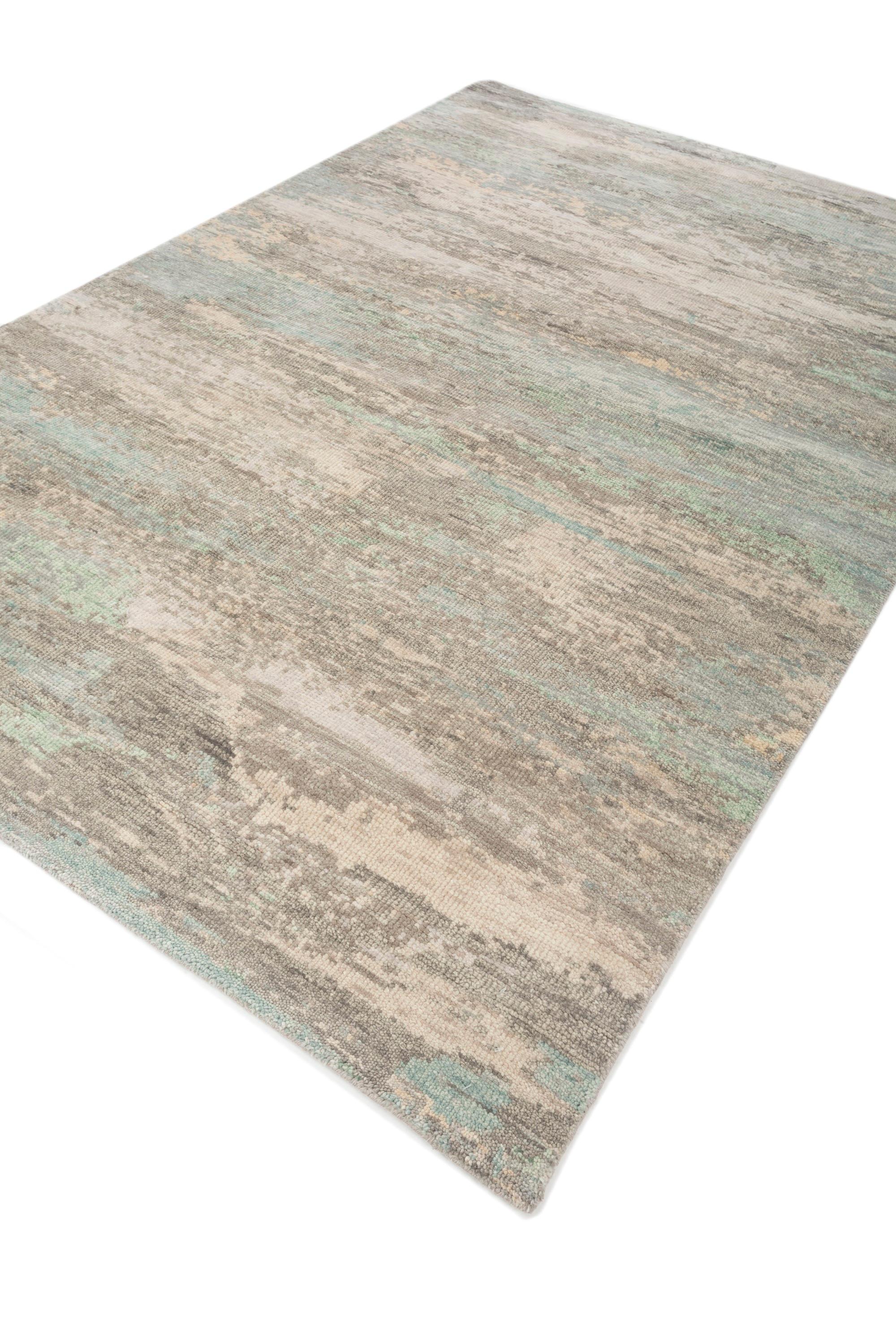 Indian Jaipur Rugs Medium Gray & Glacier Gray 150X240 cm Hand Knotted Carpet For Sale