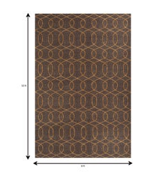 Jaipur Rugs Modern 8x10 Ft Rug Geometric Dark Brown Handmade Dhurrie Carpet