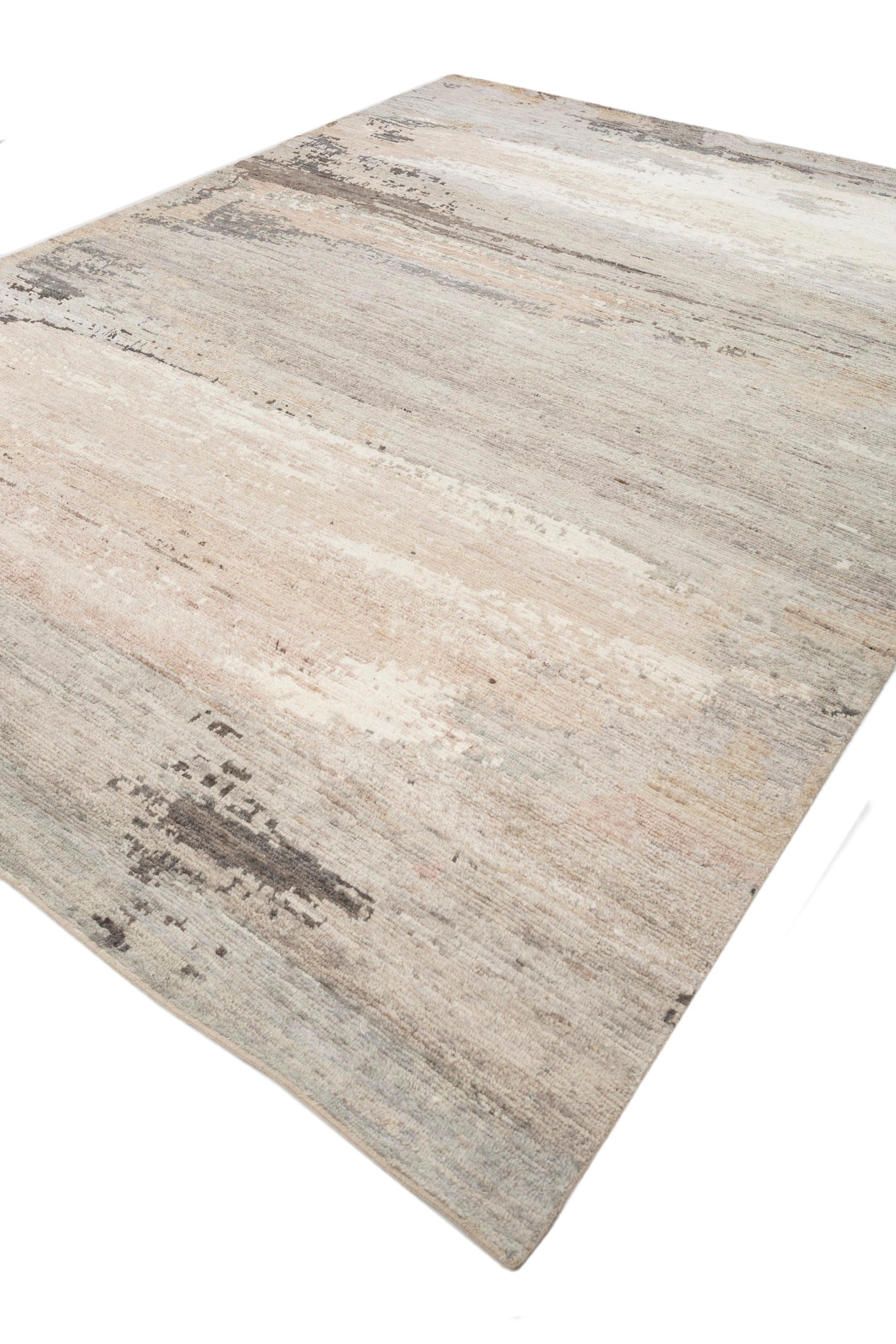 Hand-Knotted Jaipur Rugs Natural White & Medium Taupe 300X420 cm Hand Knotted Carpet For Sale