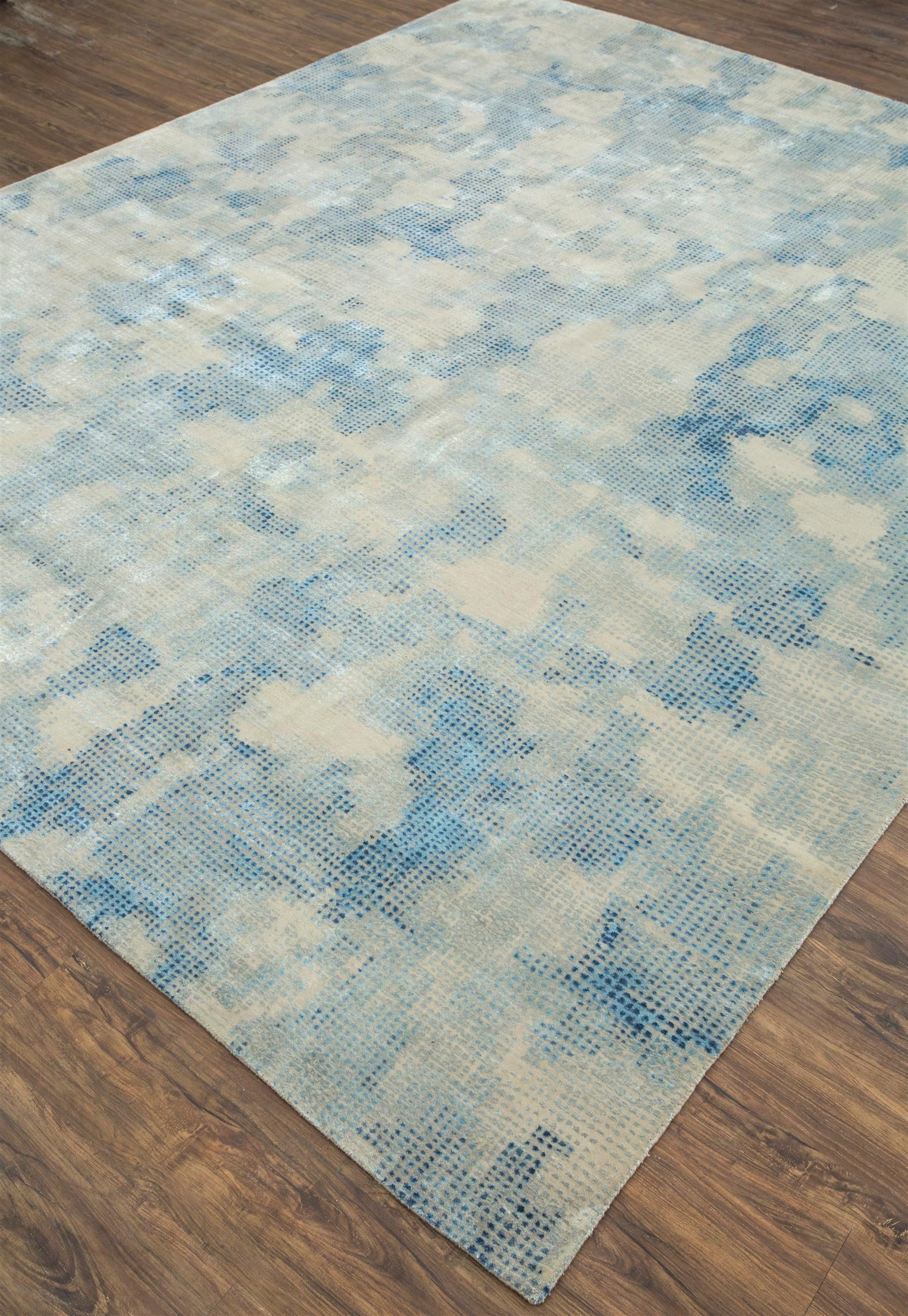 Indian Jaipur Rugs Oyster & Medium Sky Blue 240X300 cm Hand Knotted Carpet For Sale