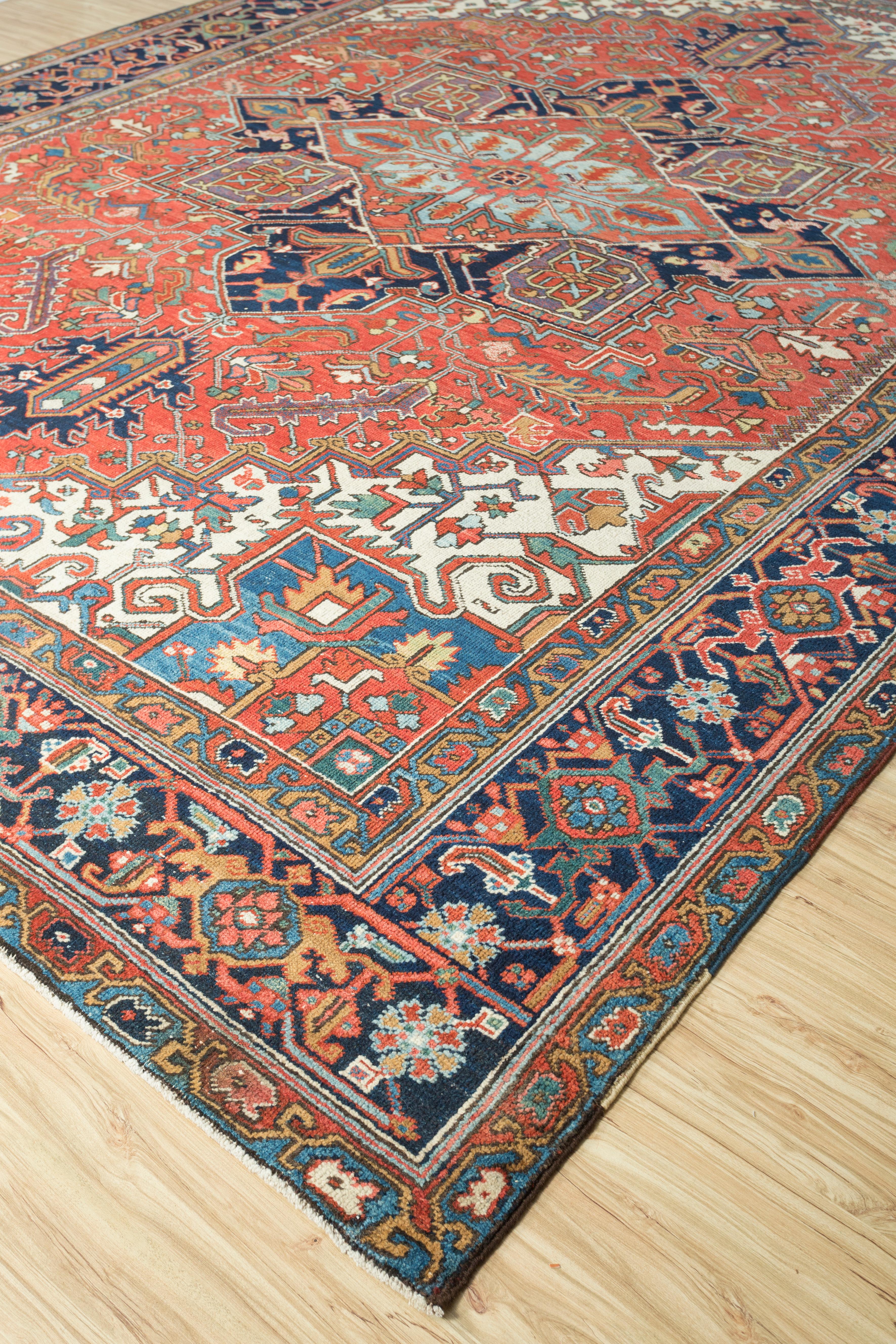 Indian Jaipur Rugs Poppy & Midnight Navy 293X383 cm Hand Knotted Carpet For Sale