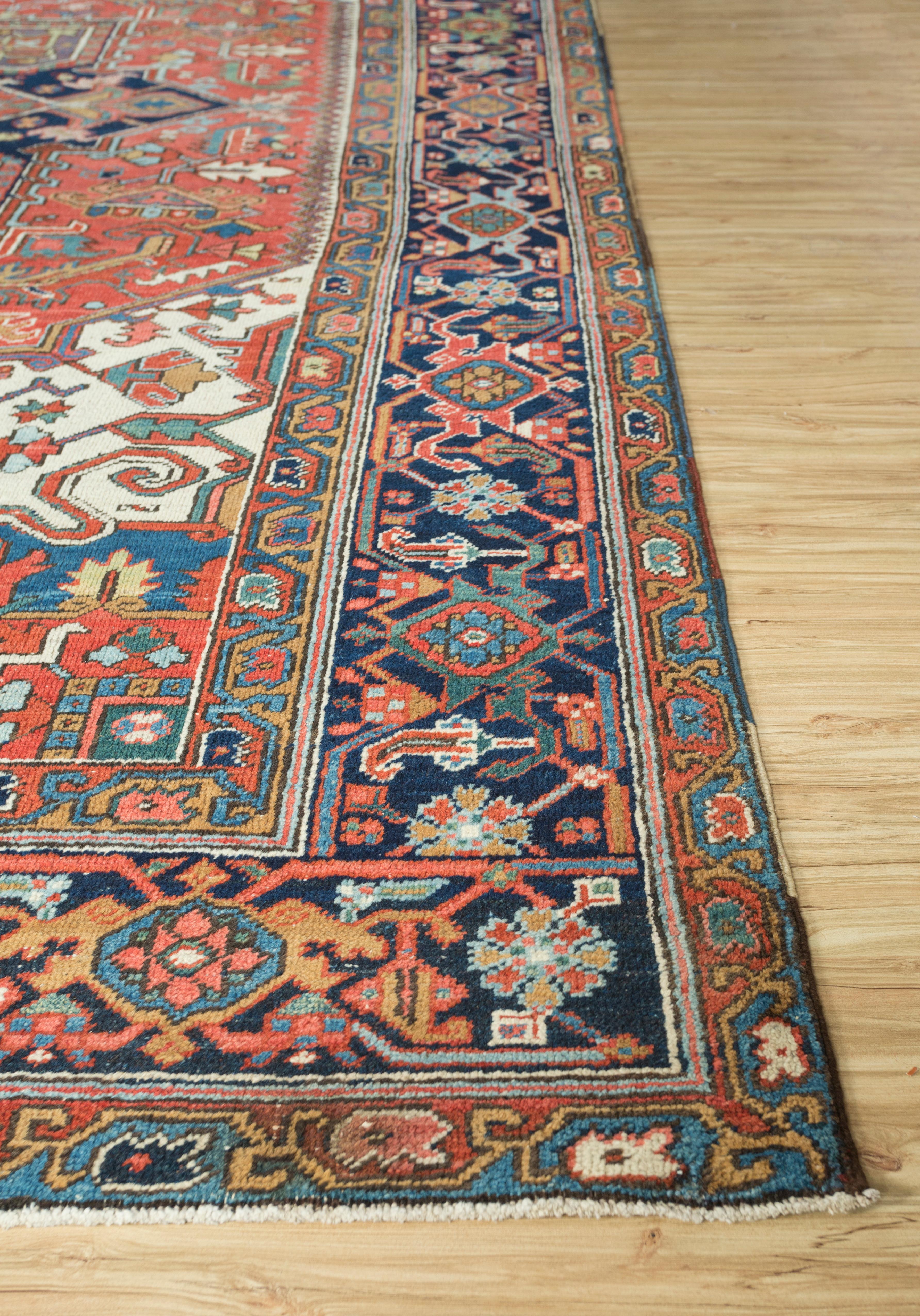 Hand-Knotted Jaipur Rugs Poppy & Midnight Navy 293X383 cm Hand Knotted Carpet For Sale
