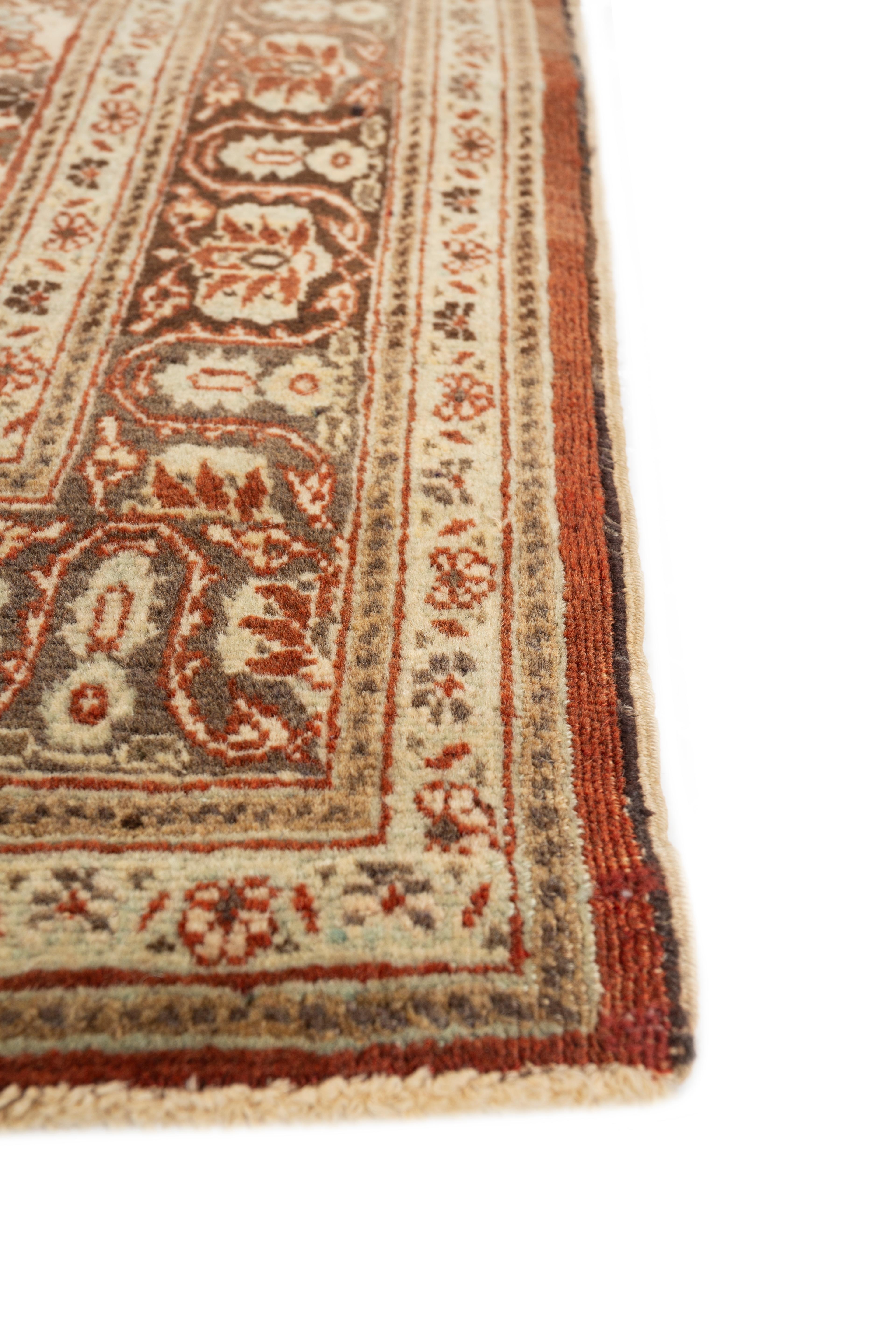 Indian Jaipur Rugs Sangria & Natural Brown 135X165 cm Hand Knotted Carpet For Sale