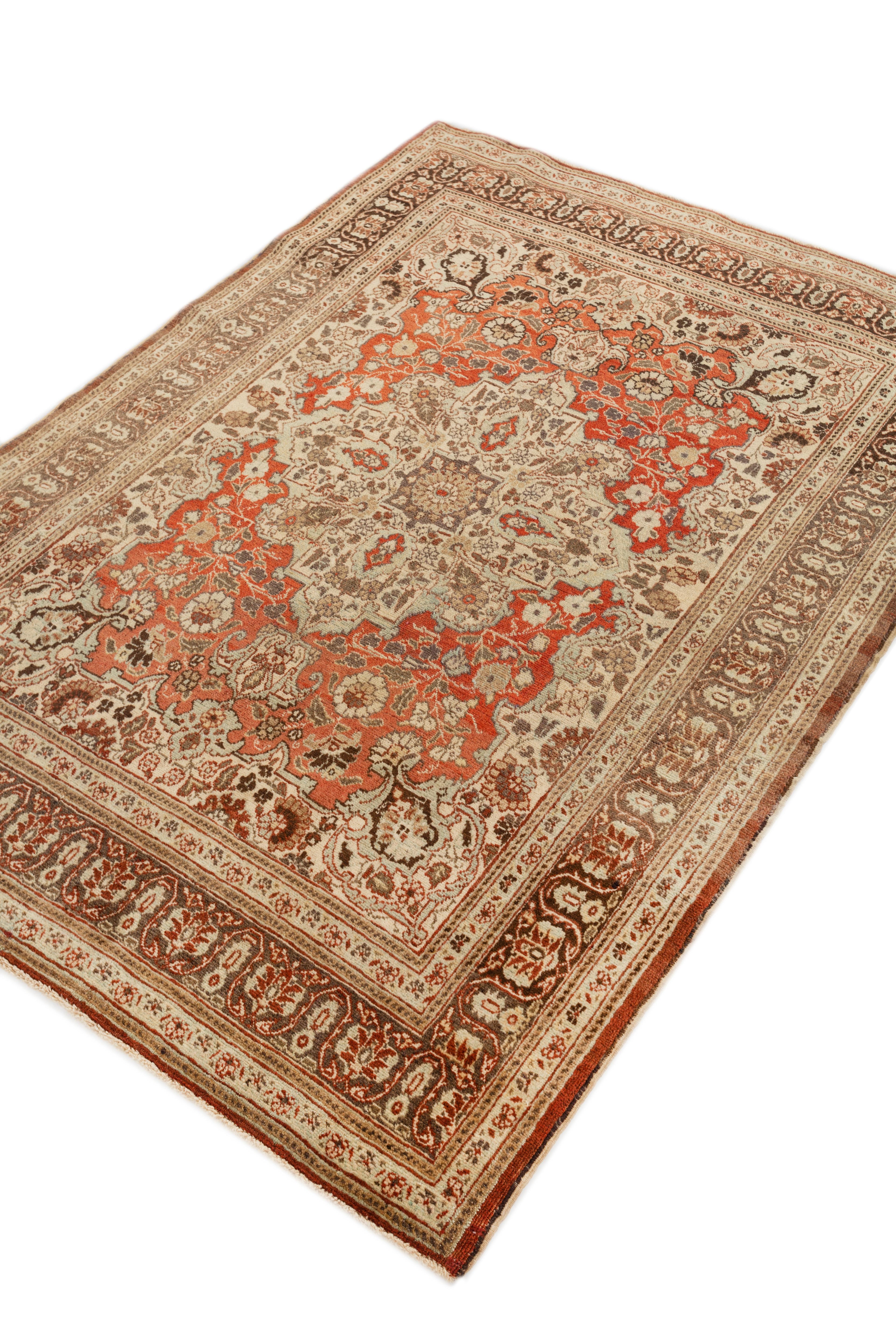 Hand-Knotted Jaipur Rugs Sangria & Natural Brown 135X165 cm Hand Knotted Carpet For Sale