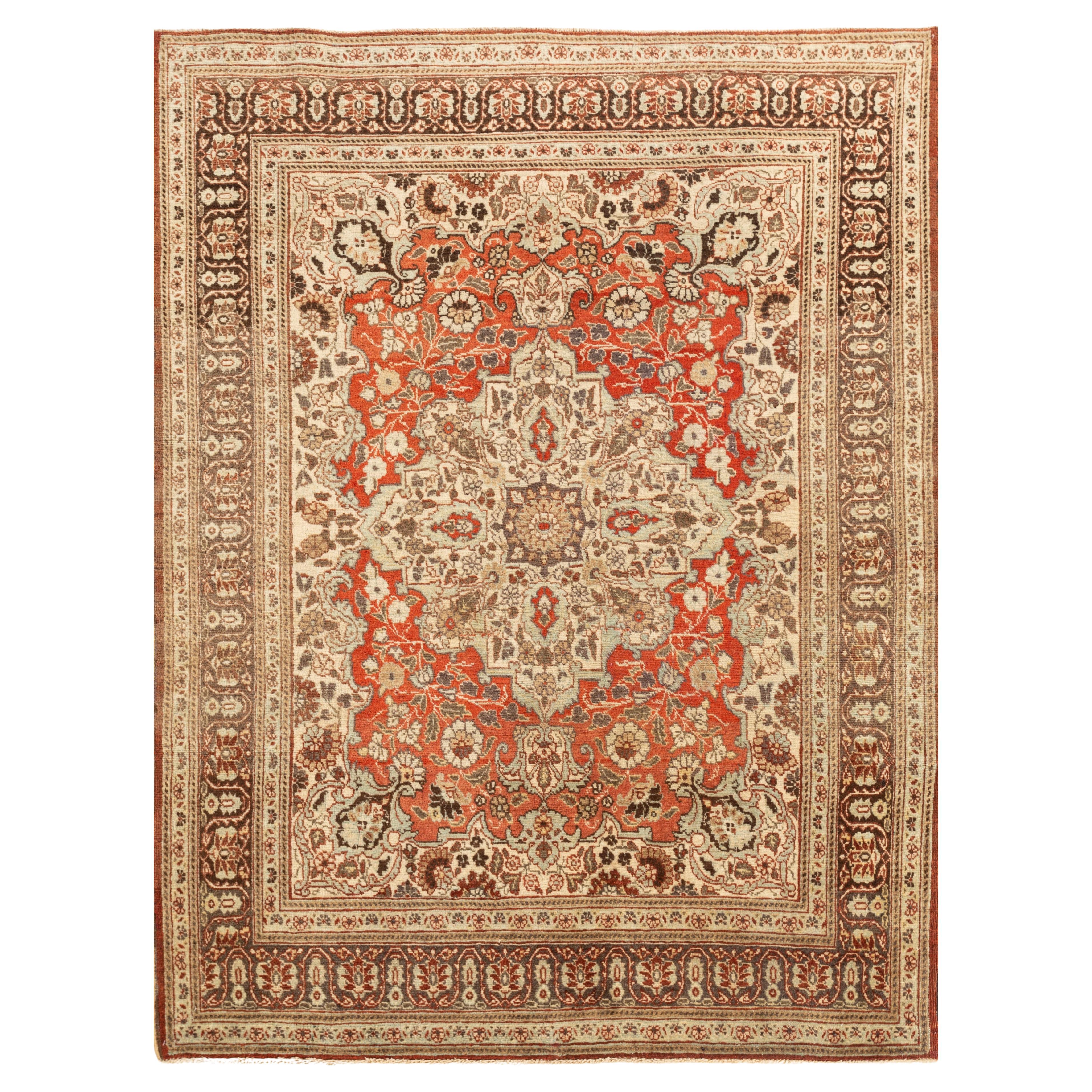Jaipur Rugs Sangria & Natural Brown 135X165 cm Hand Knotted Carpet For Sale