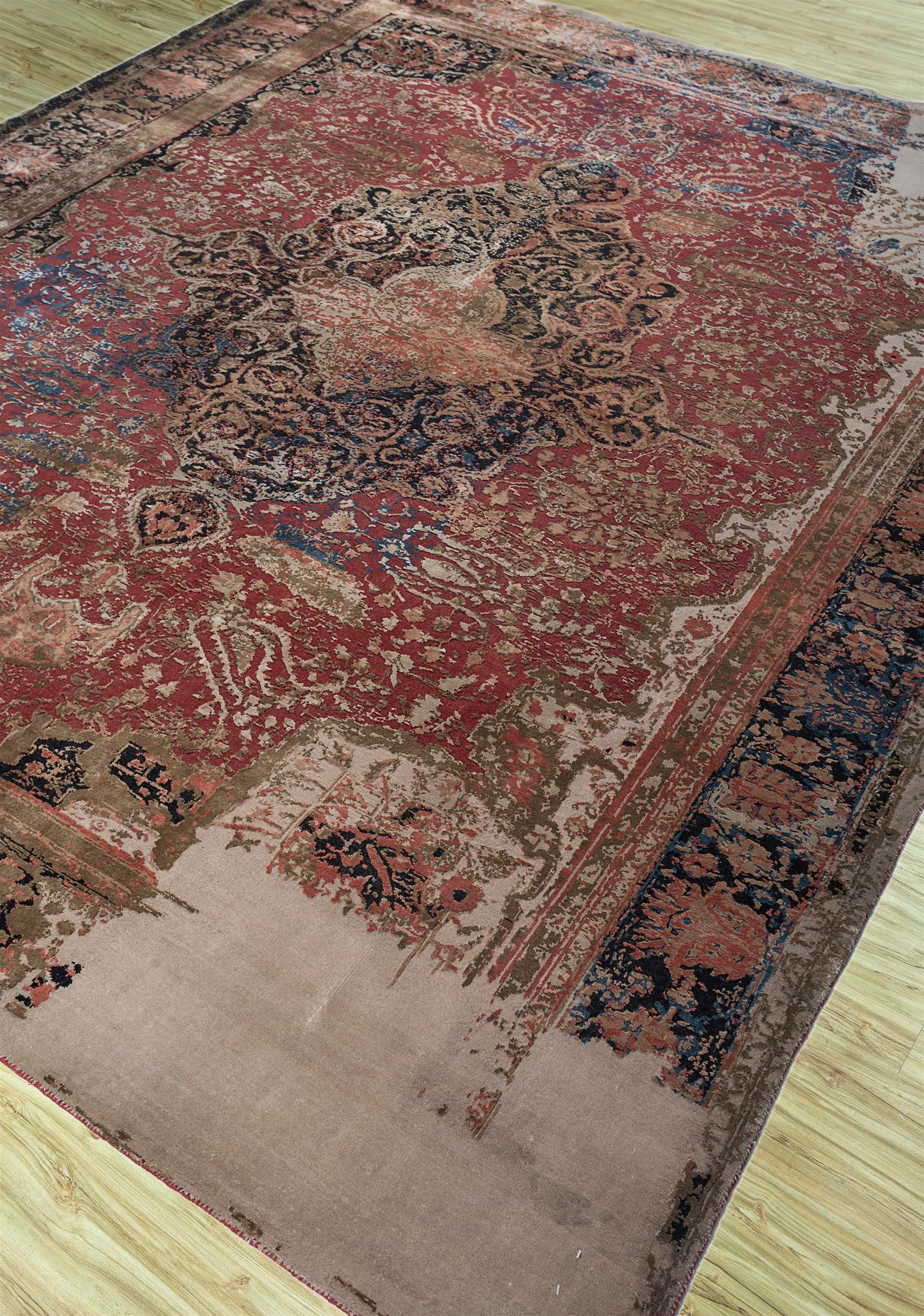 Moderne Jaipur Rugs Smoked Paprika & Marine Blue 270X360 cm Hand Knotted Carpet en vente