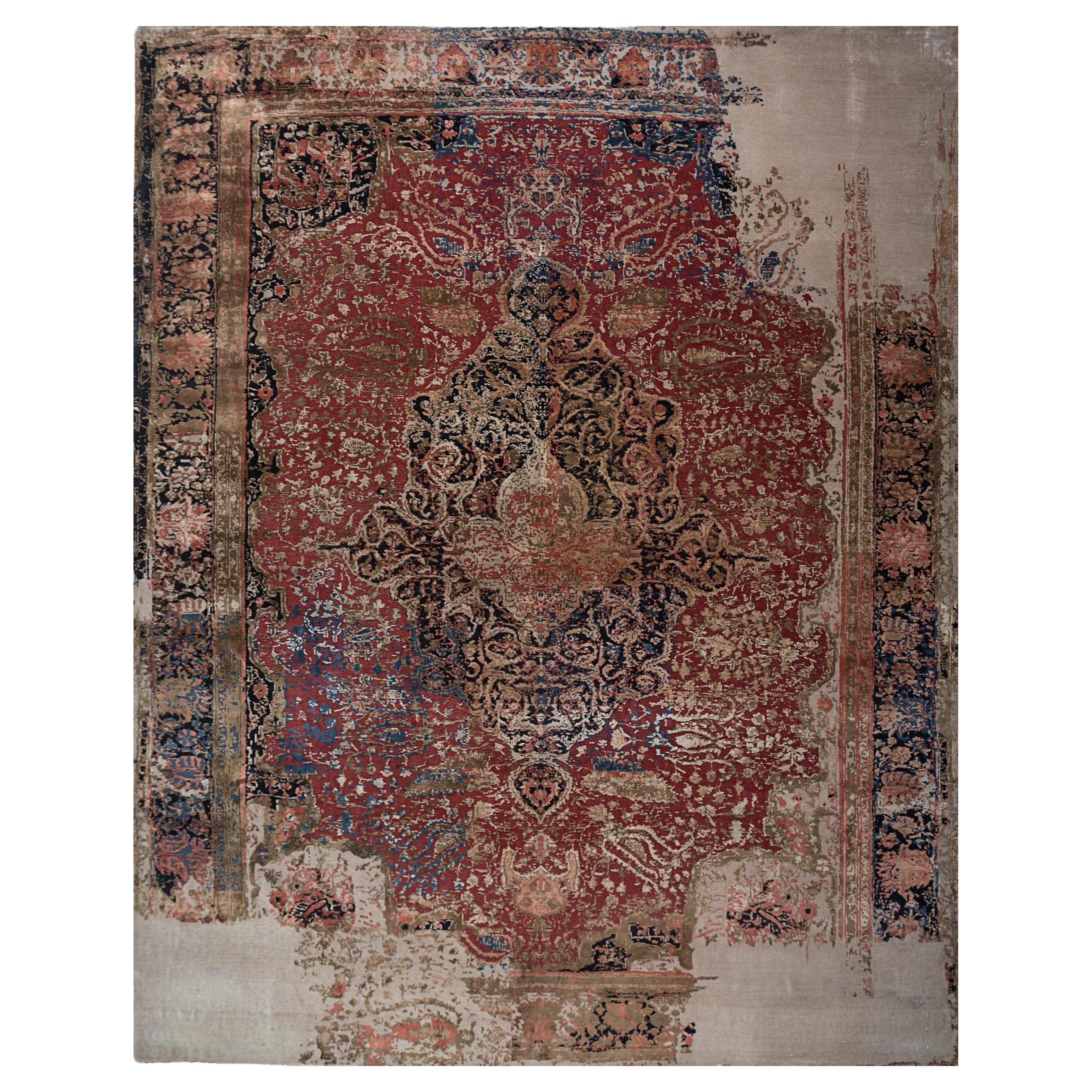 Jaipur Rugs Smoked Paprika & Marine Blue 270X360 cm Hand Knotted Carpet