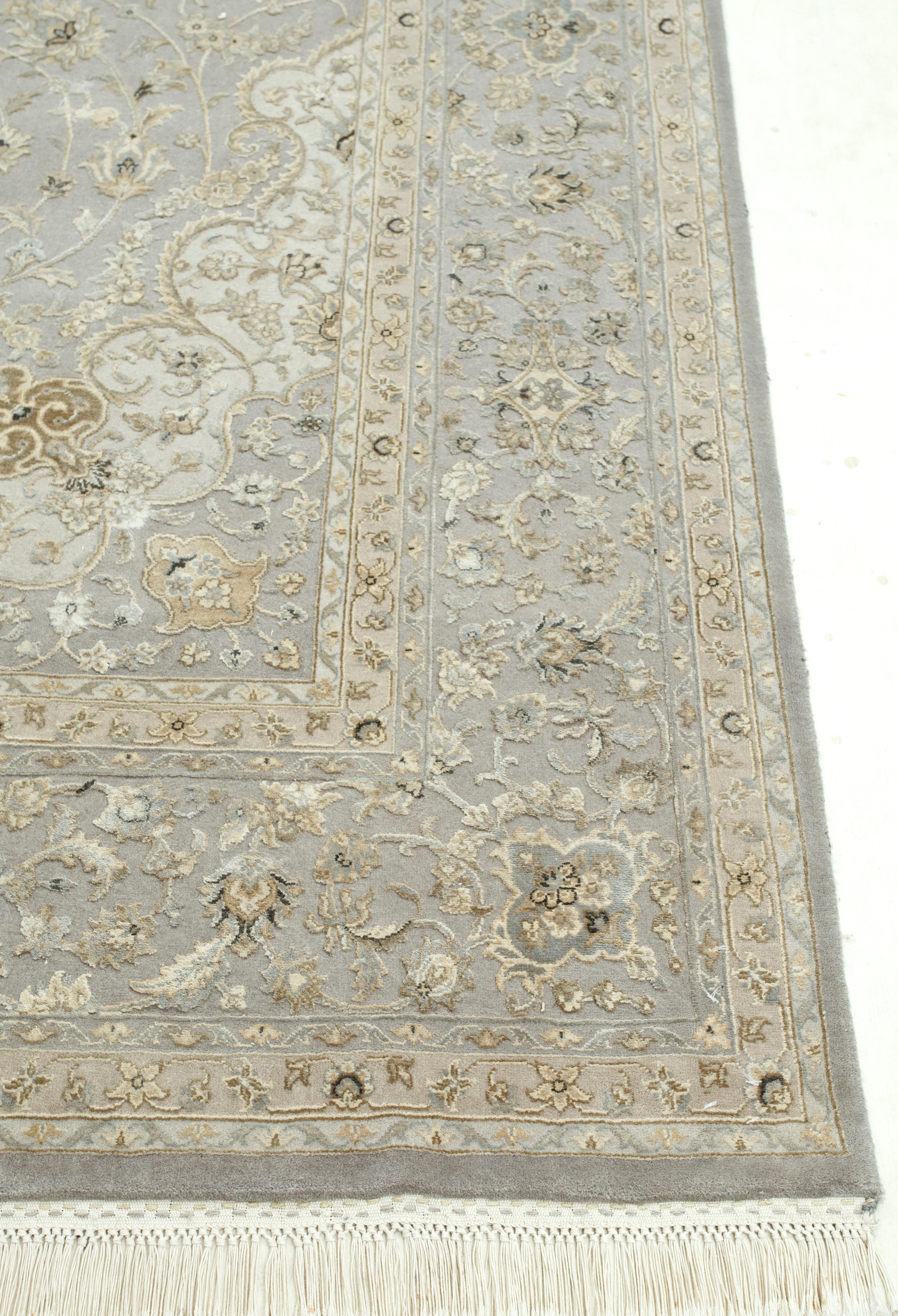 Indian Jaipur Rugs Soft Gray 240X300 cm Hand Knotted Carpet For Sale