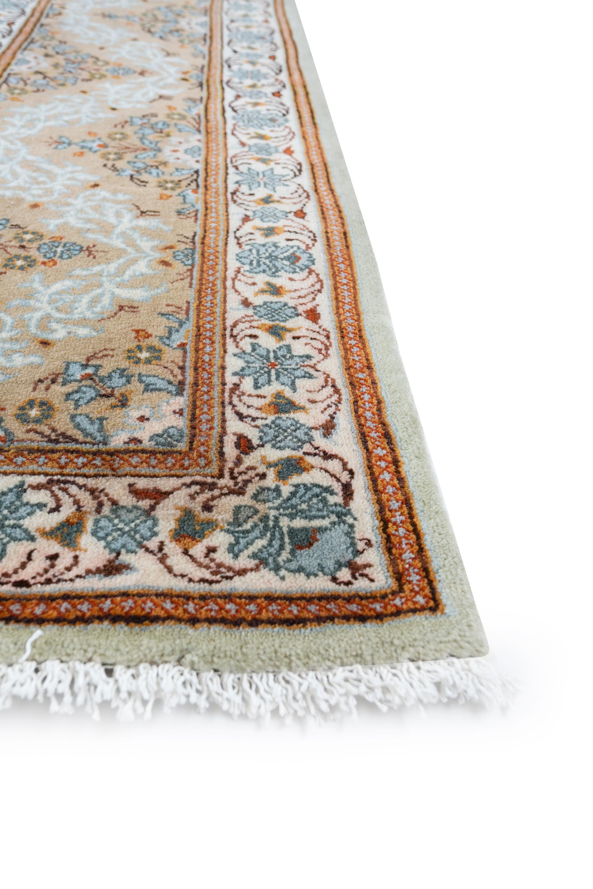 Indian Jaipur Rugs Spa Blue & Light Peach 270X375 cm Hand Knotted Carpet For Sale
