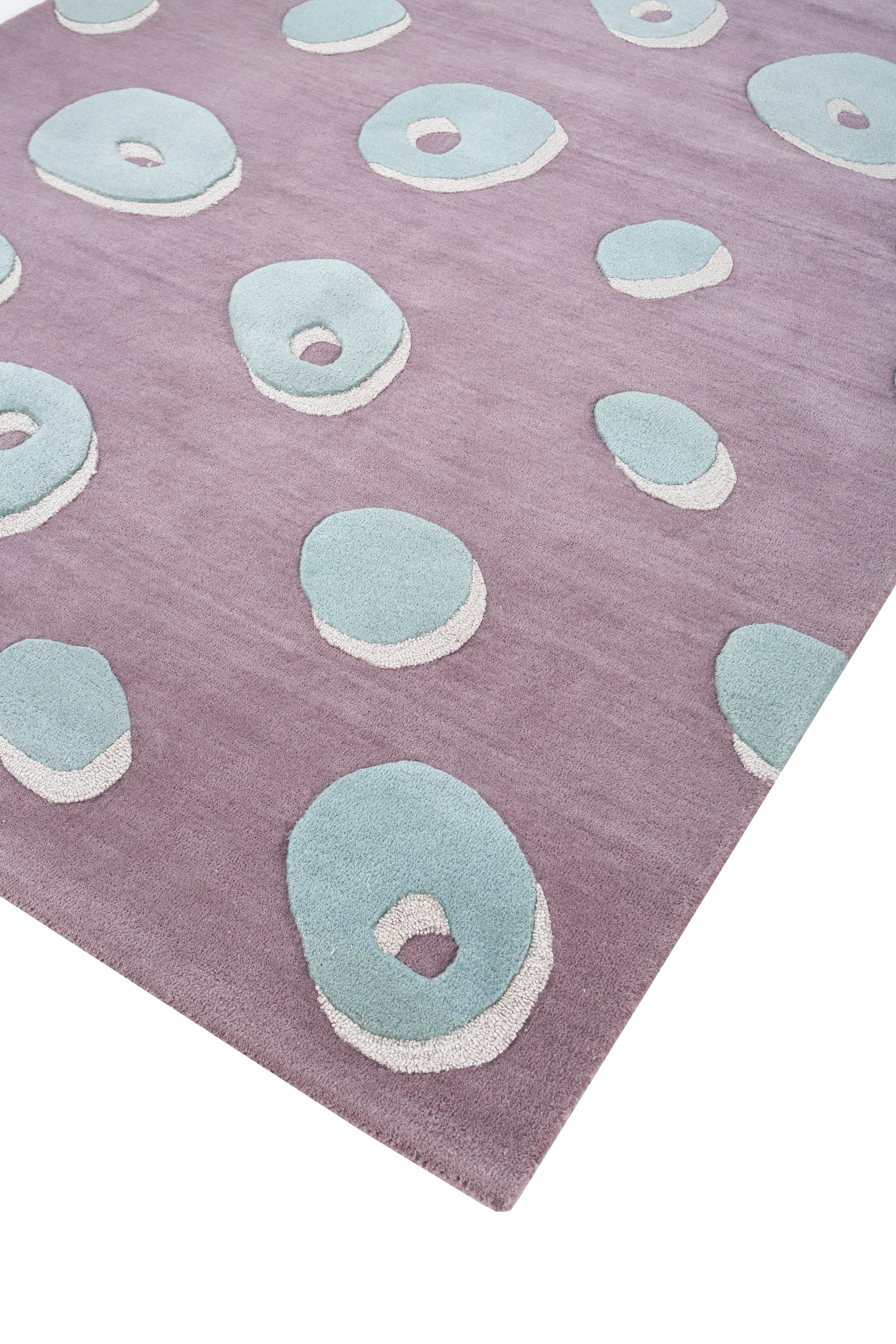 Indien Tapis Jaipur, tapis touffeté à la main, mauve et clair Sea Mist 180X270 cm en vente
