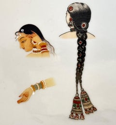 Jaipur Style Vide-Poche French Porcelain, Gilt Decor, 1990