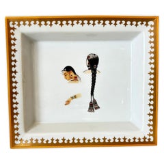 Jaipur Style Vide-Poche French Porcelain, Gilt Decor, 1990