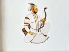 Jaipur Style Porcelain Vide-Poche with Mughal Maharadjah Miniature Portrait