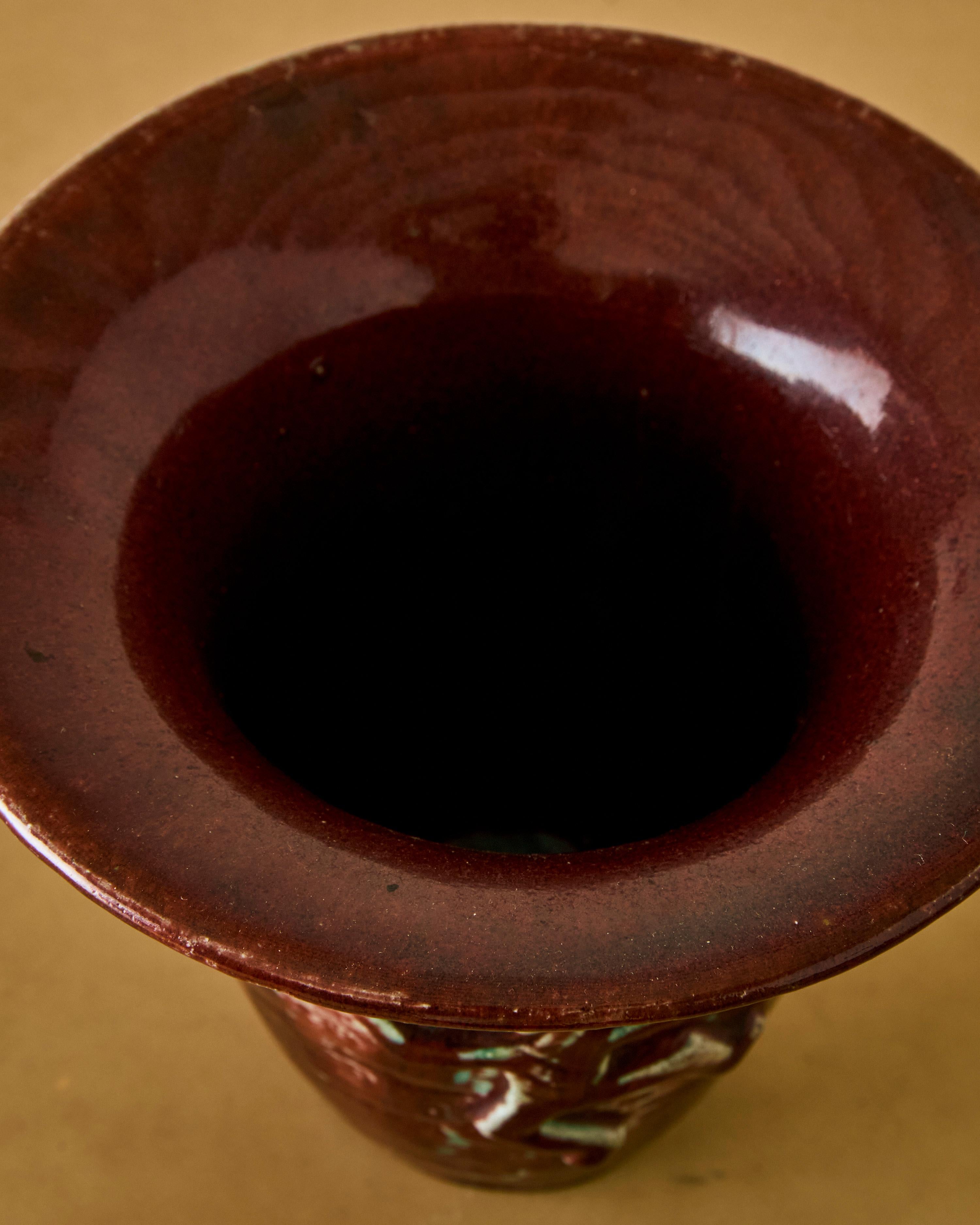 Danese Vaso Figurato Bordeaux di Jais Nielsen C. 1935 in vendita