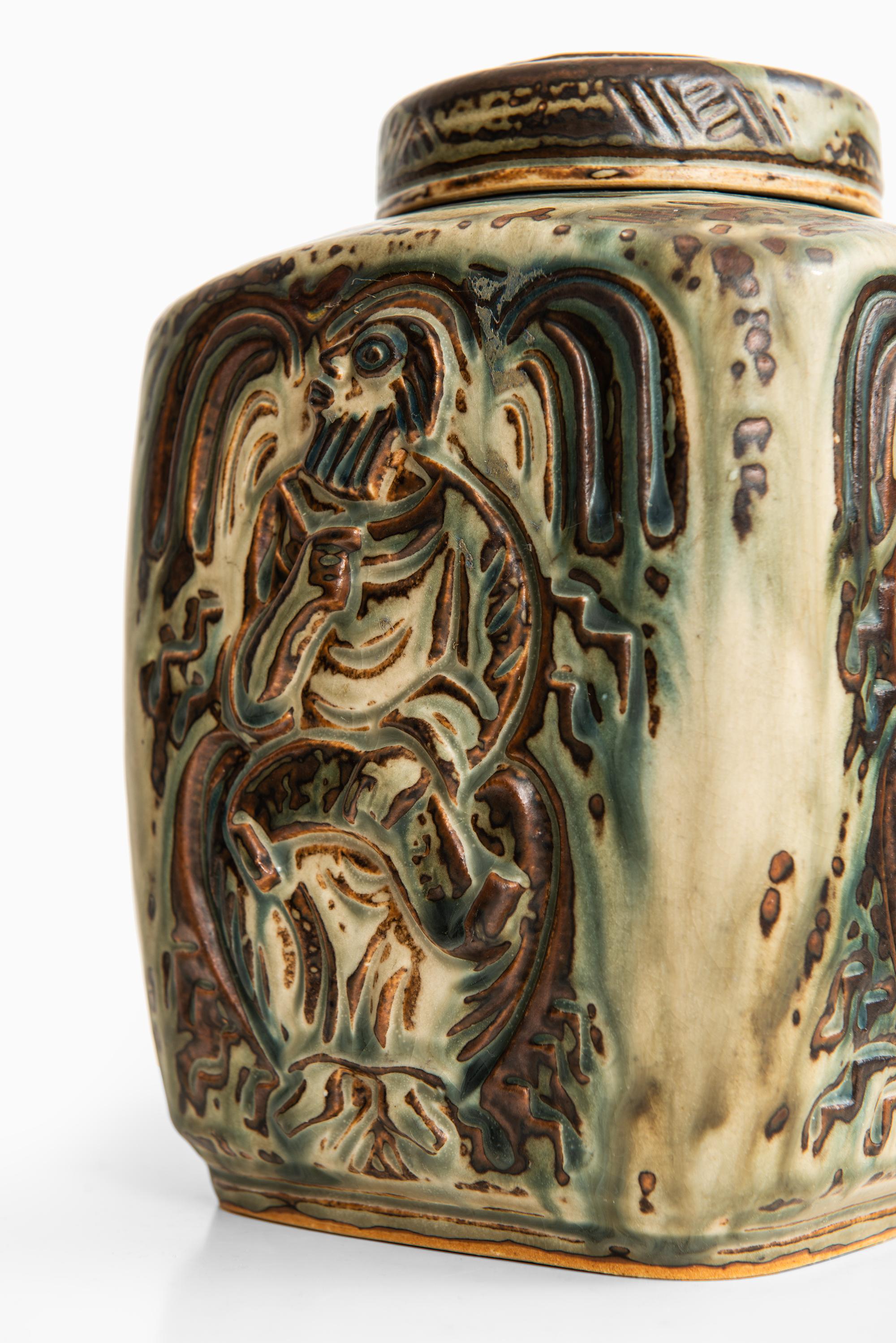 Danish Jais Nielsen Ceramic Vase / Urn with Lid by Royal Copenhagen in Denmark For Sale