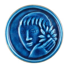 Jais Nielsen for Royal Copenhagen, Ceramic Plaque with Face of a Woman